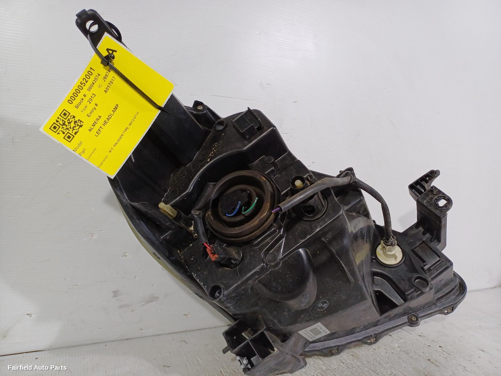 2012-2014 Nissan Almera Left Headlamp