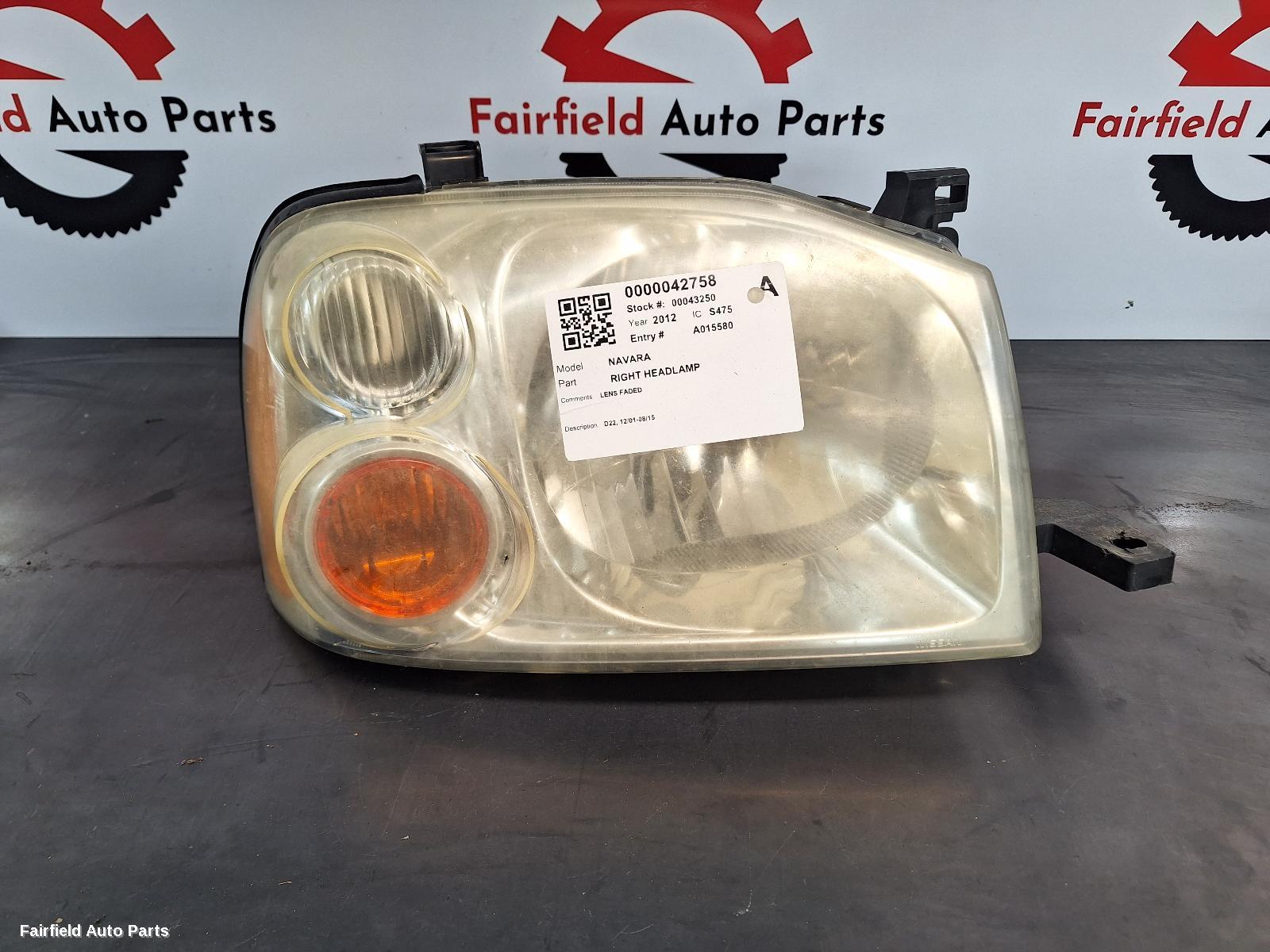 2001-2015 Nissan Navara Right Headlamp