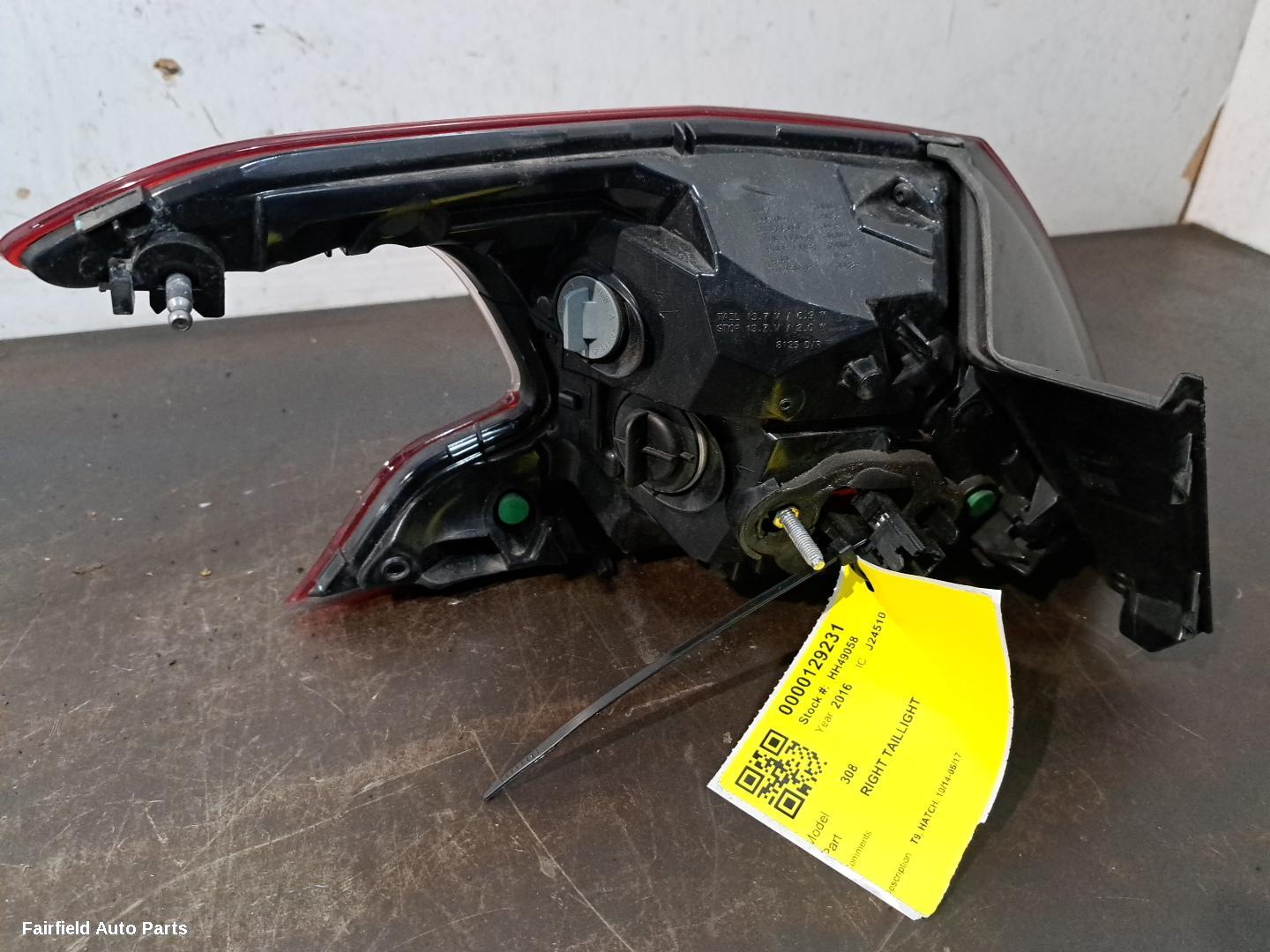 2014-2017 Peugeot 308 Right Taillight