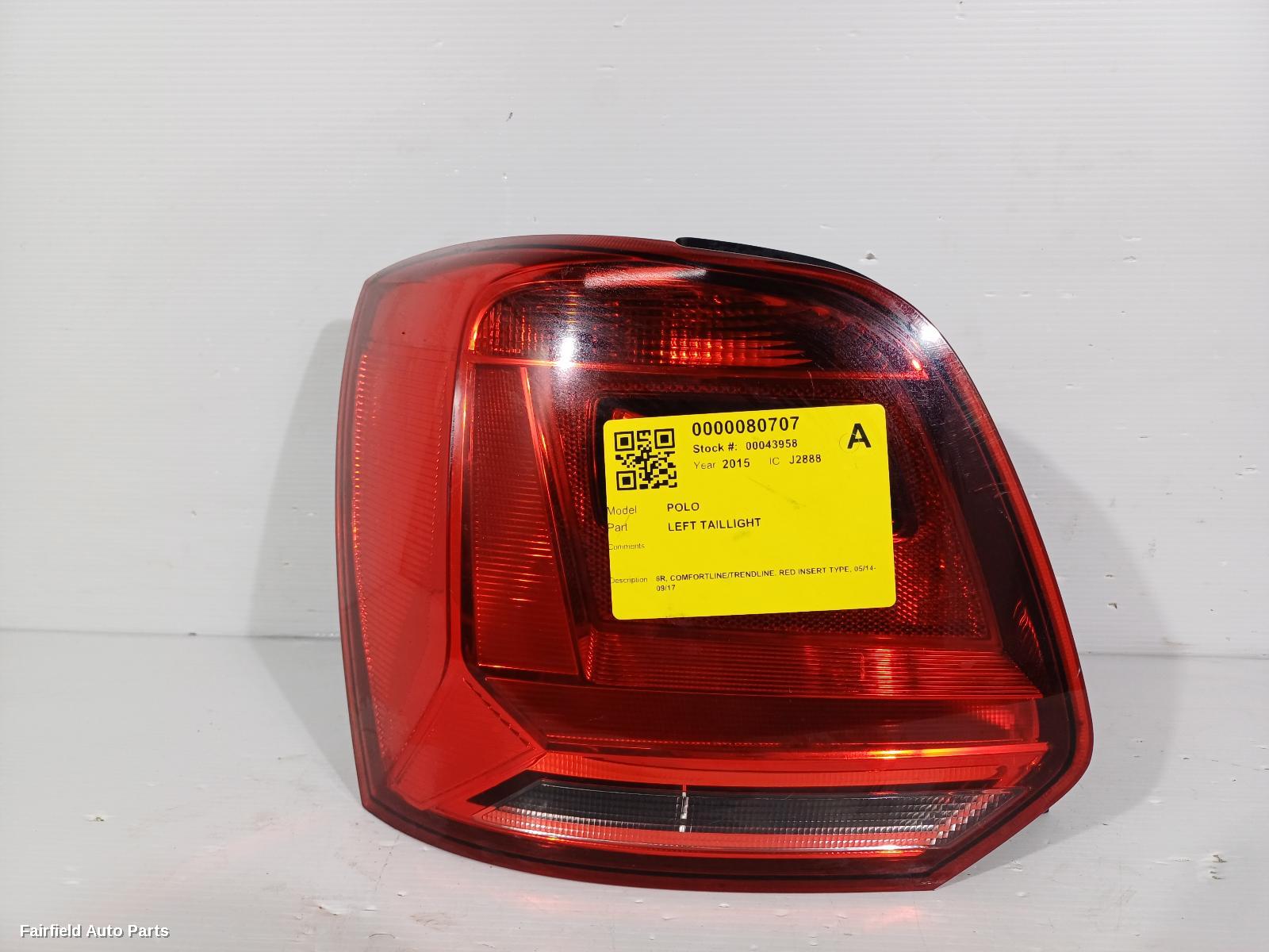 2014-2017 Volkswagen Polo Left Taillight