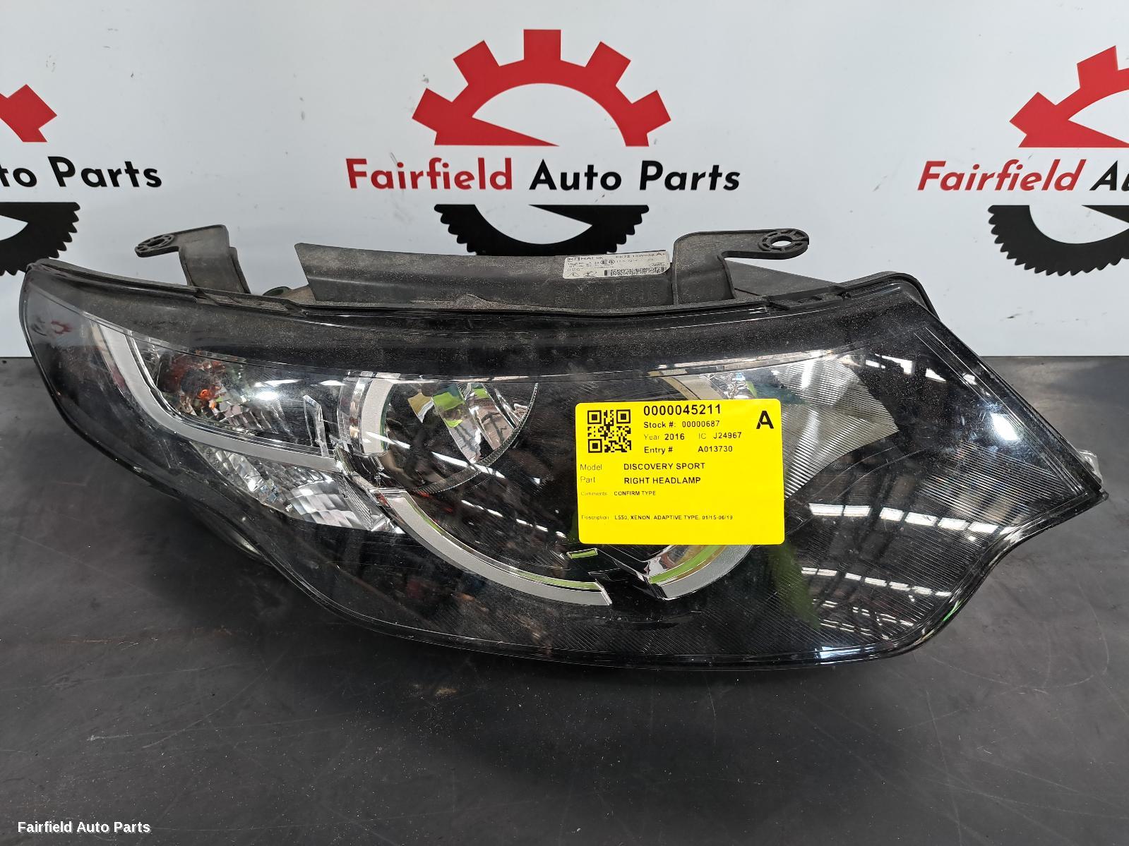 2015-2019 Land Rover Discovery Sport Right Headlamp