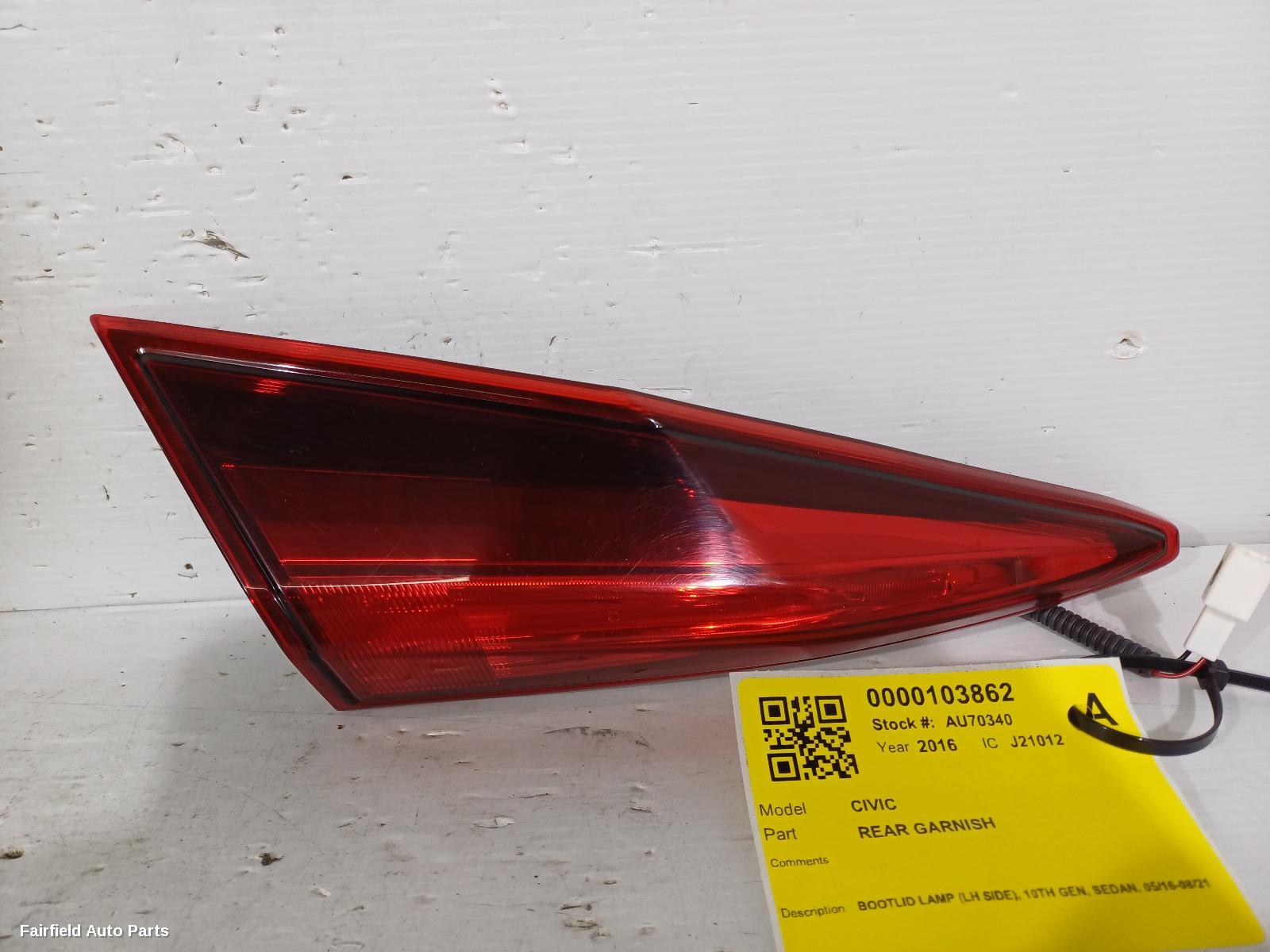 2016-2021 Honda Civic Rear Garnish
