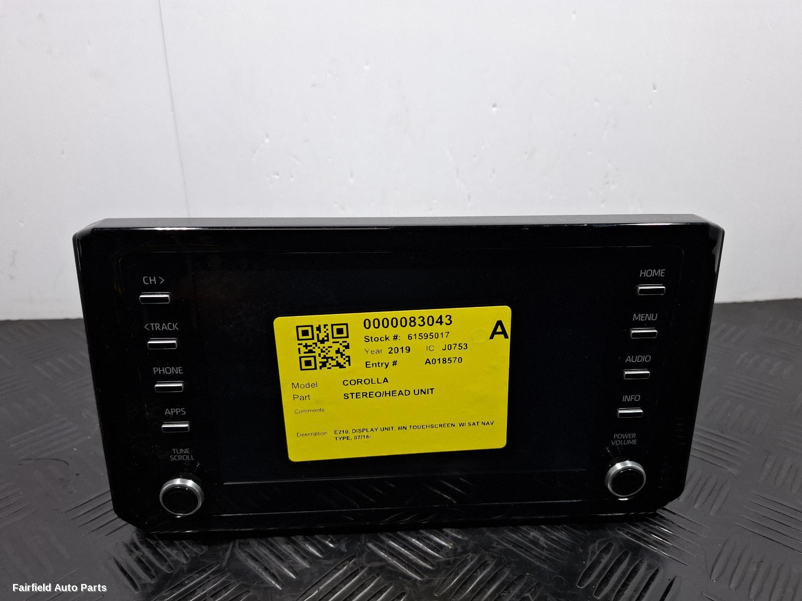 2018-2025 Toyota Corolla Radio Cd Dvd Sat Tv