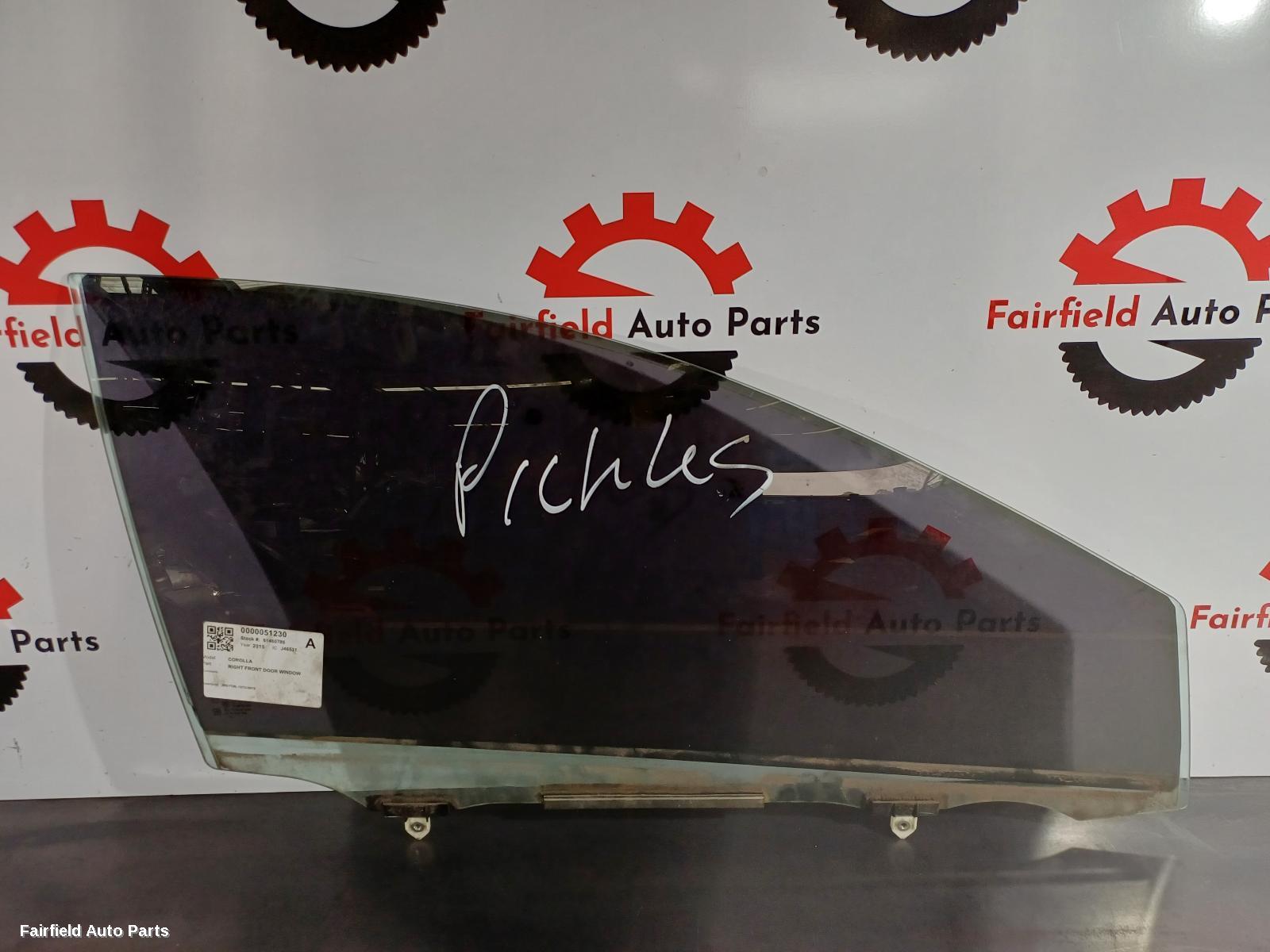 2013-2019 Toyota Corolla Right Front Door Window