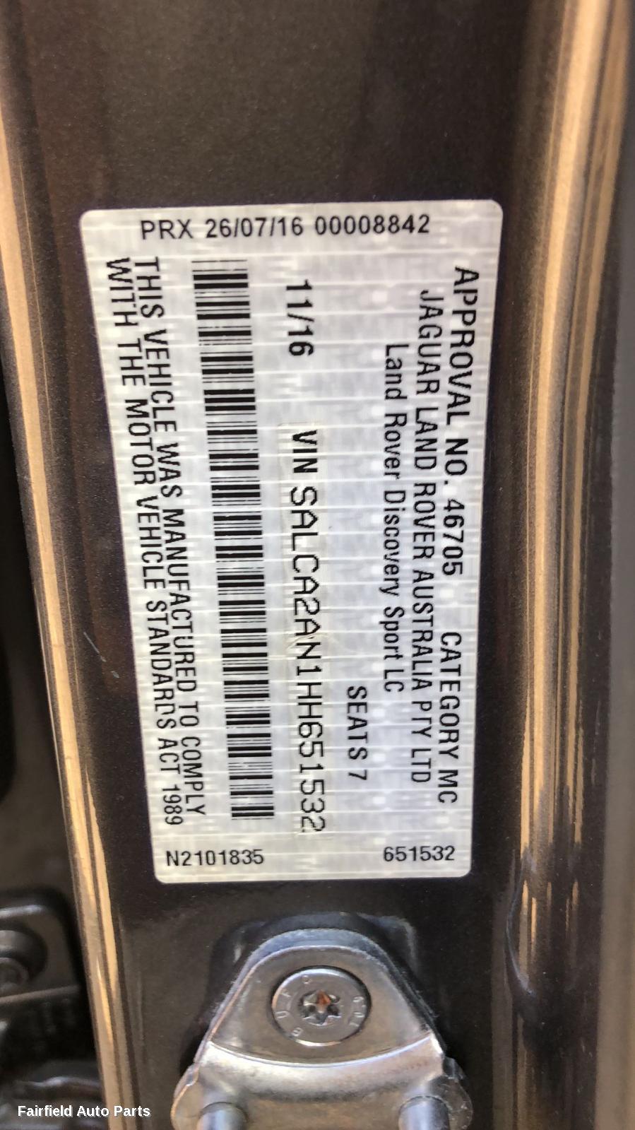 2016 Land Rover Discovery Sport Fuel Door   Filler