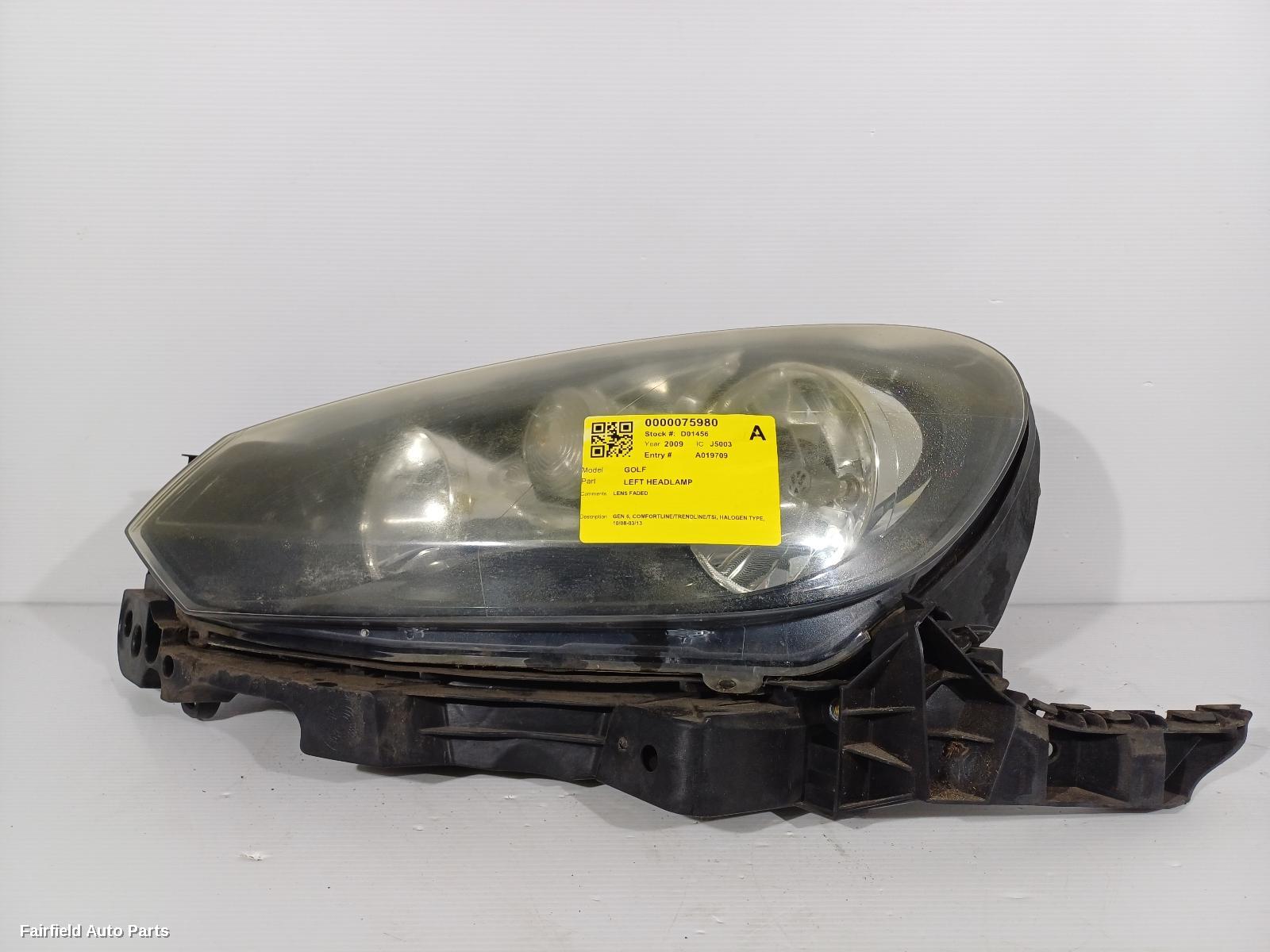 2008-2013 Volkswagen Golf Left Headlamp