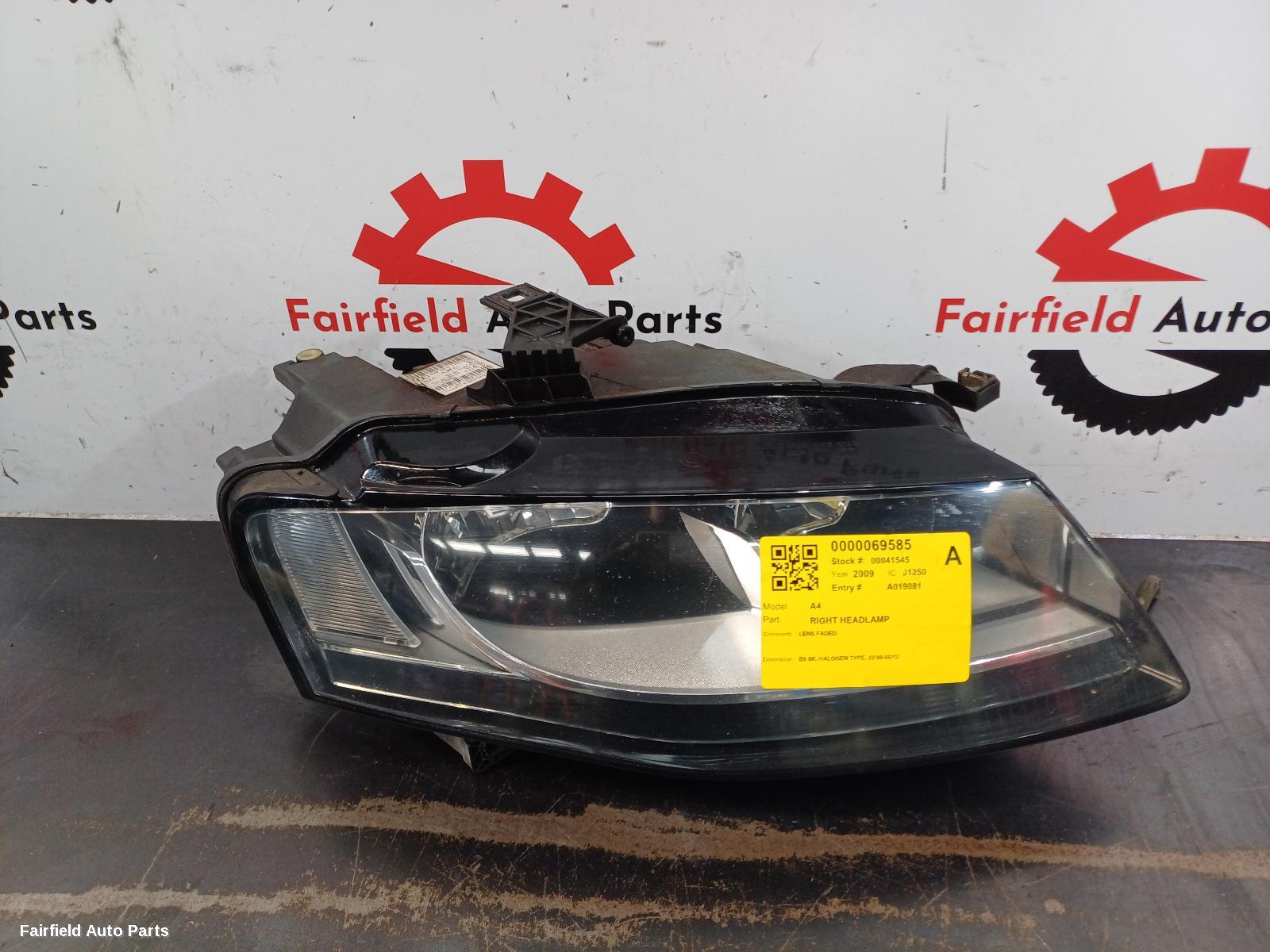 2008-2012 Audi A4 Right Headlamp