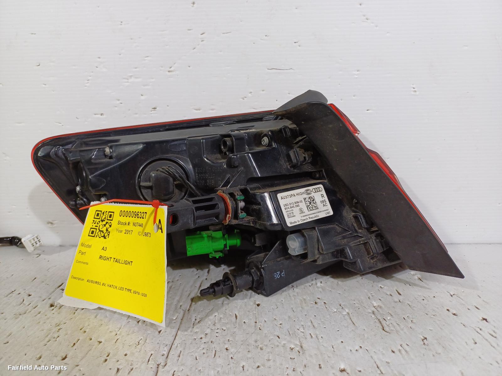 2016-2020 Audi A3 Right Taillight