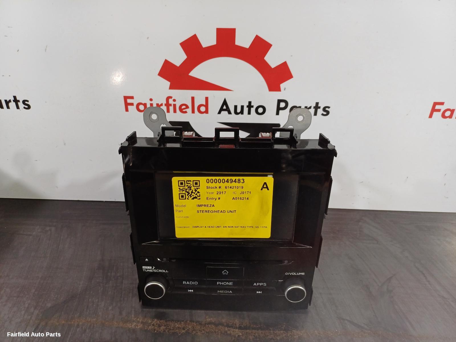 2016-2022 Subaru Impreza Radio Cd Dvd Sat Tv