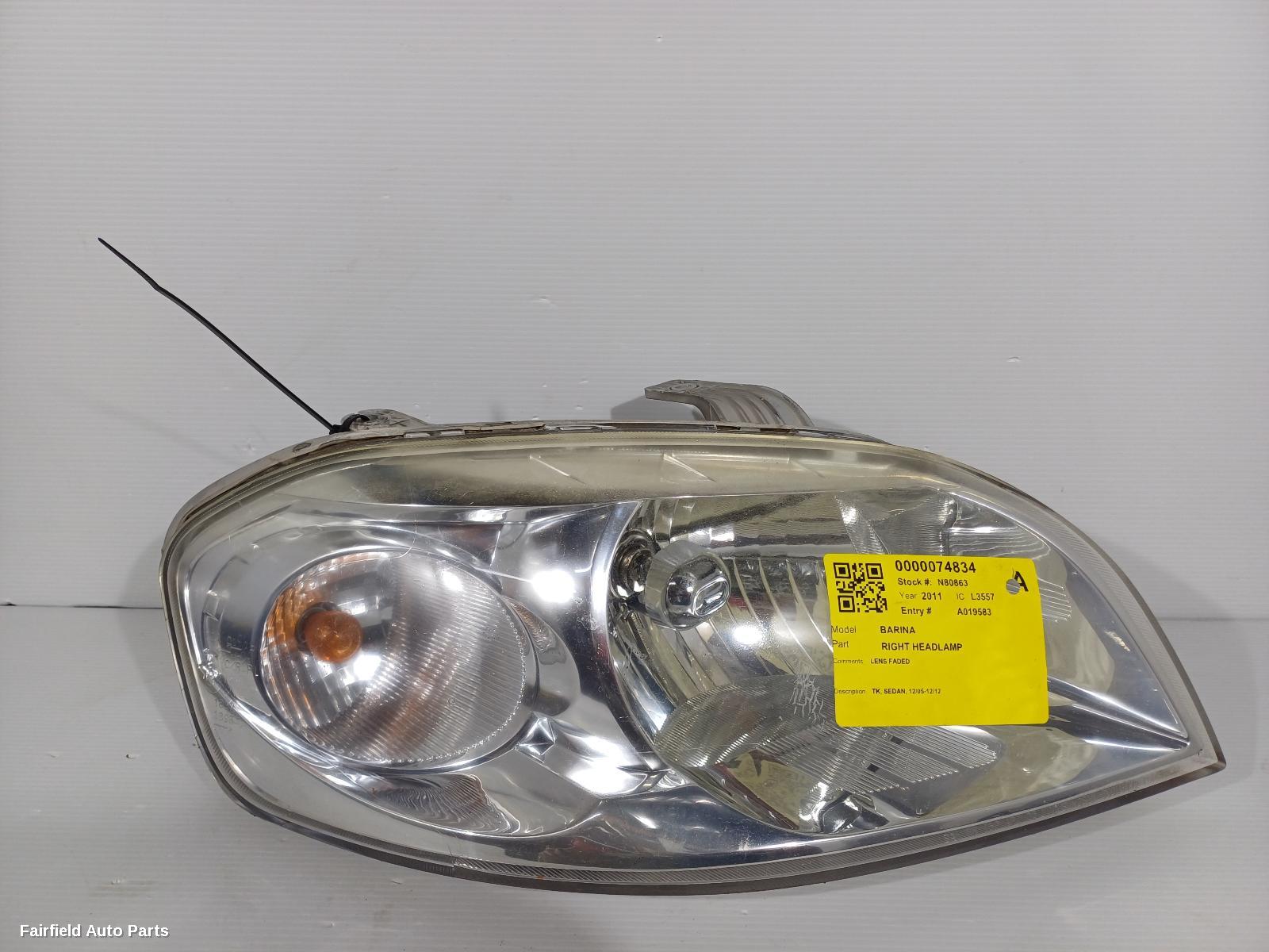 2005-2012 Holden Barina Right Headlamp