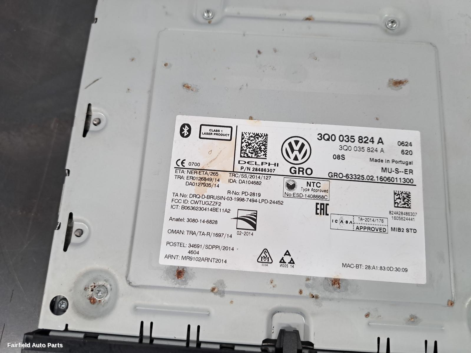 2012-2017 Volkswagen Golf Radio Cd Dvd Sat Tv