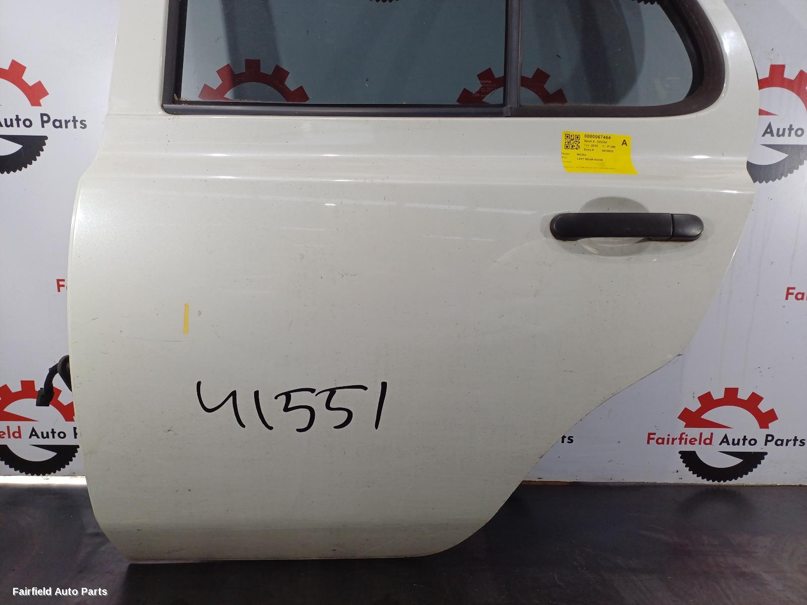 2007-2010 Nissan Micra Left Rear Door Sliding