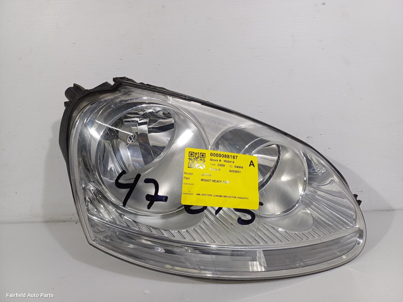 2006-2011 Volkswagen Jetta Right Headlamp