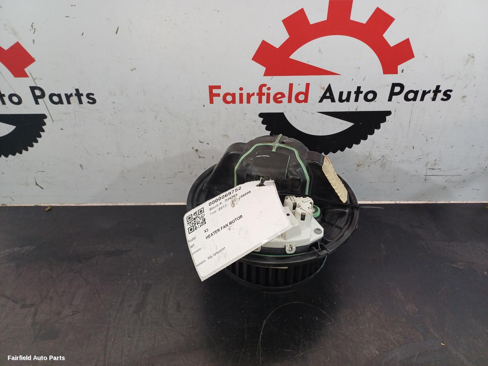 2010-2017 Bmw X3 Heater Fan Motor