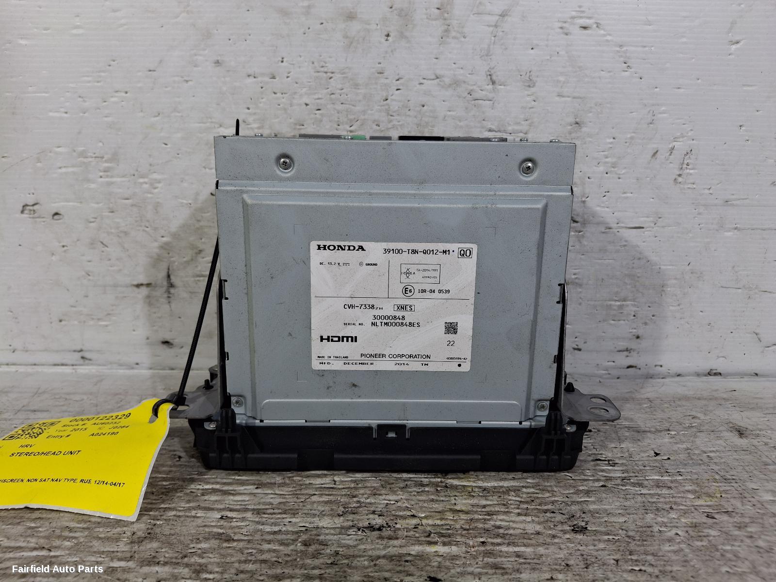2014-2017 Honda Hrv Radio Cd Dvd Sat Tv