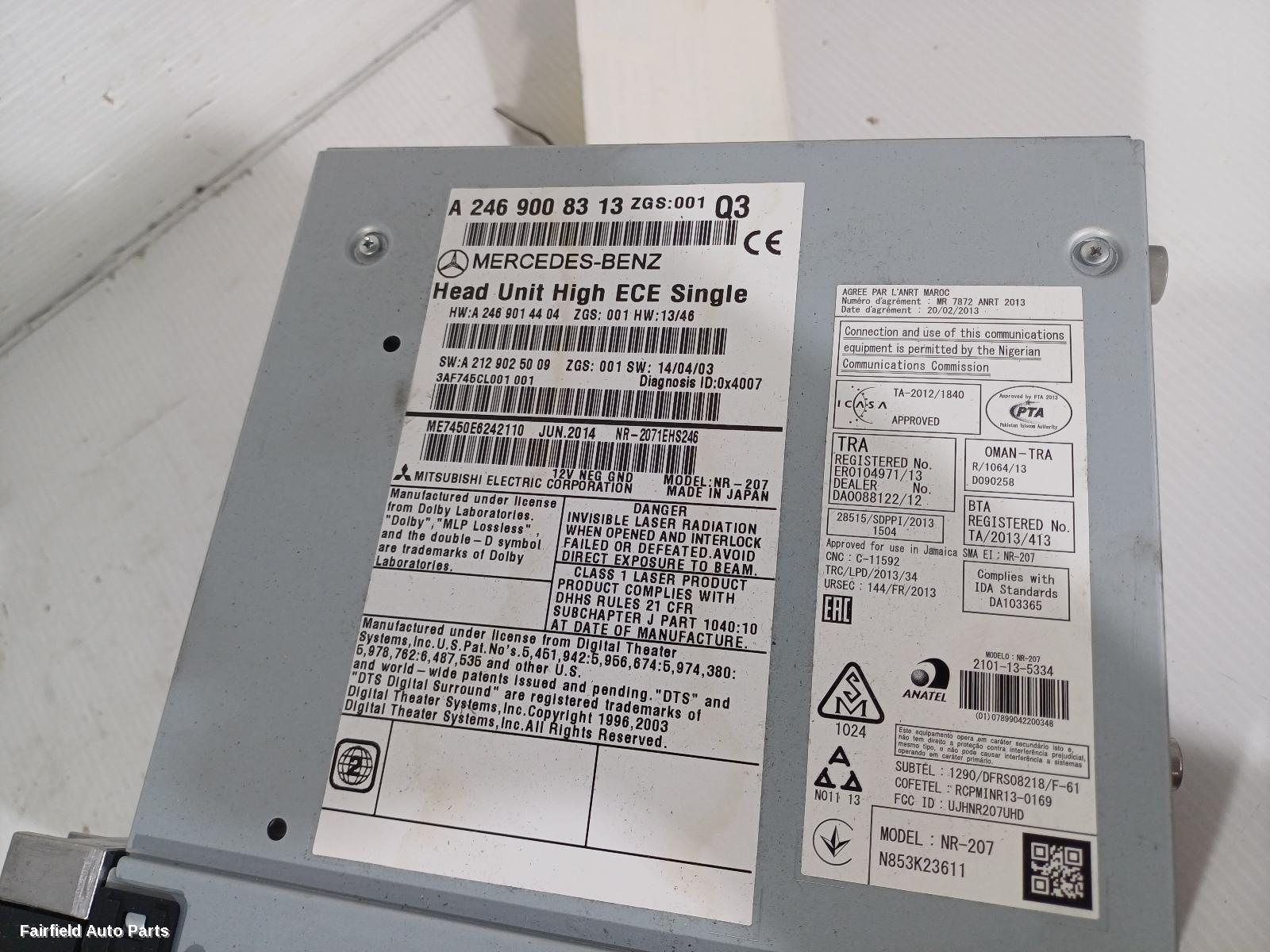 2012-2018 Mercedes A Class Radio Cd Dvd Sat Tv