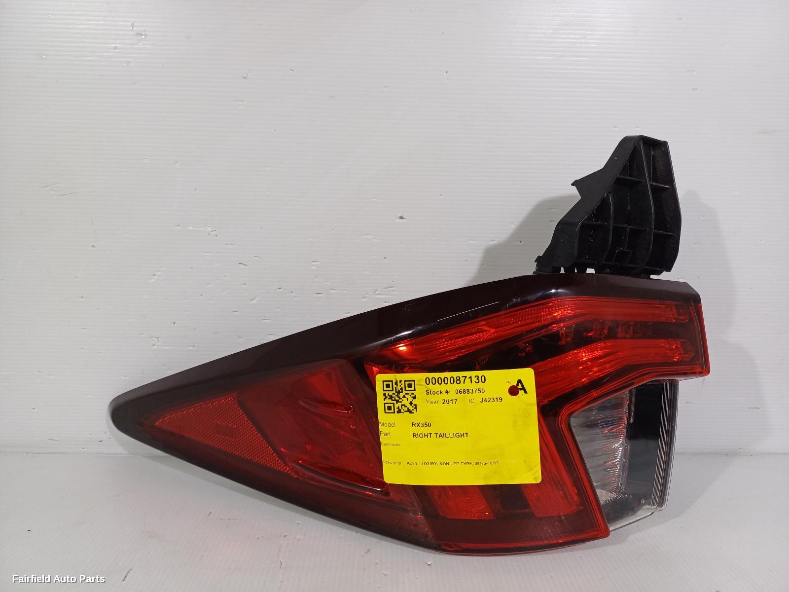 2015-2019 Lexus Rx Series Right Taillight