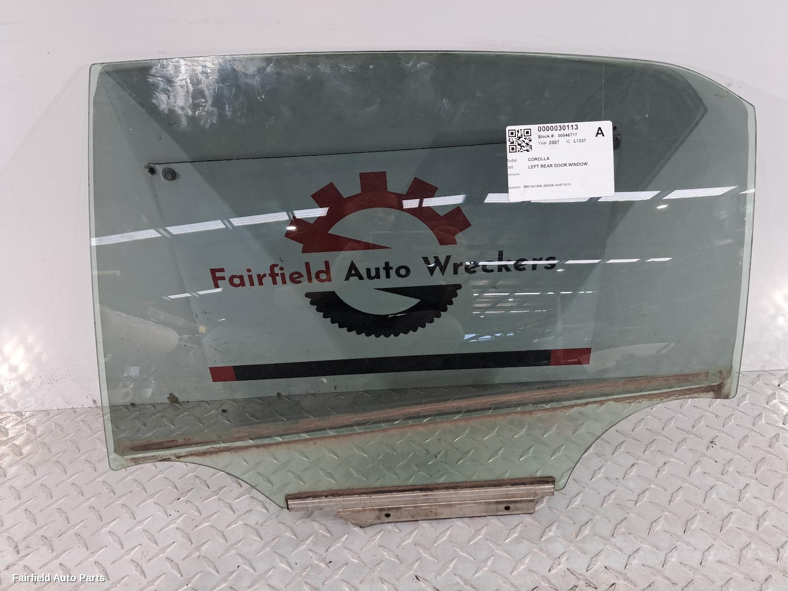 2007-2013 Toyota Corolla Left Rear Door Window