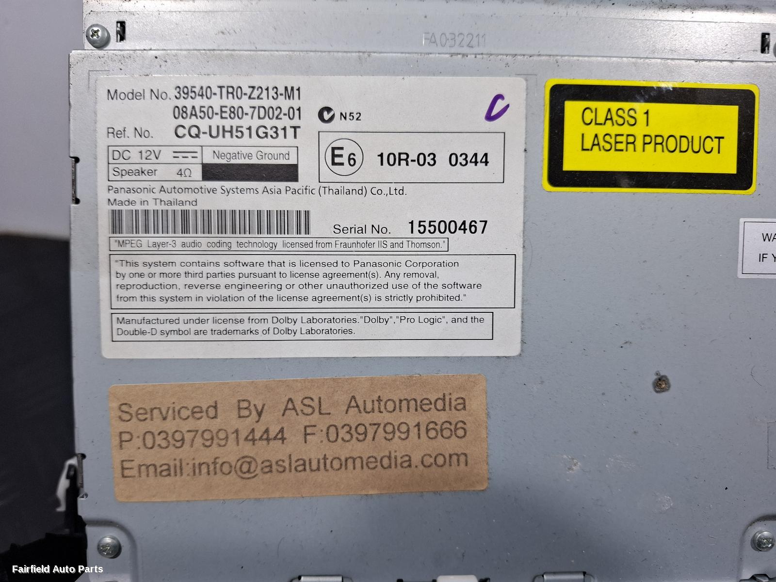2012-2014 Honda Civic Radio Cd Dvd Sat Tv