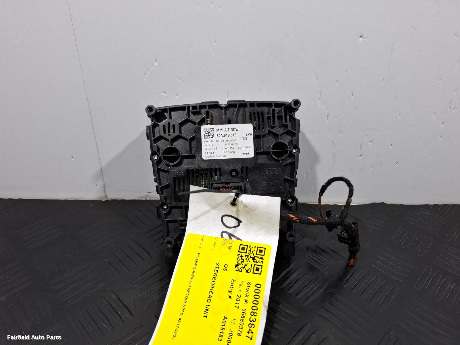 2017-2020 Audi Q5 Radio Cd Dvd Sat Tv