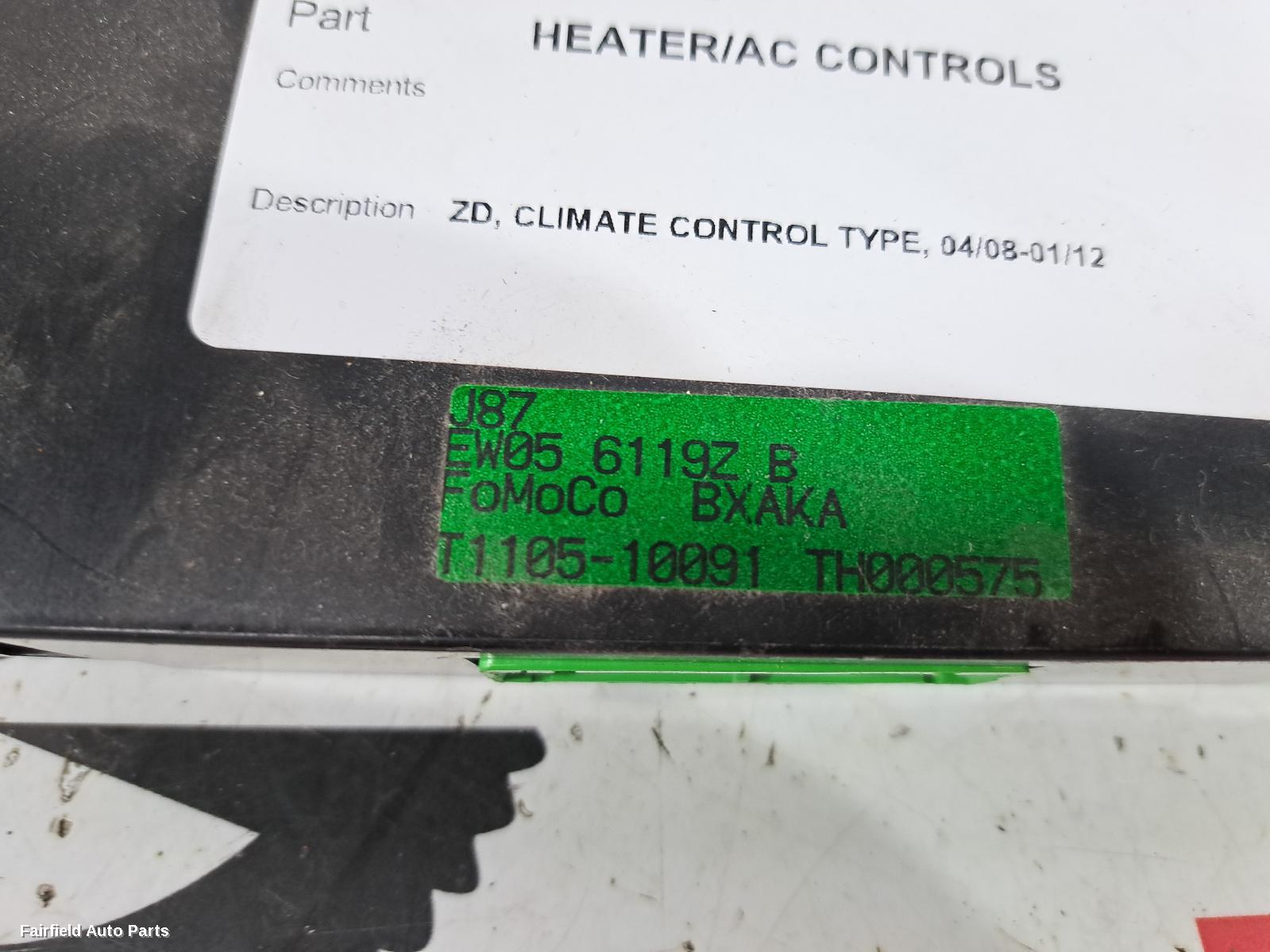 2008-2012 Ford Escape Heater Ac Controls