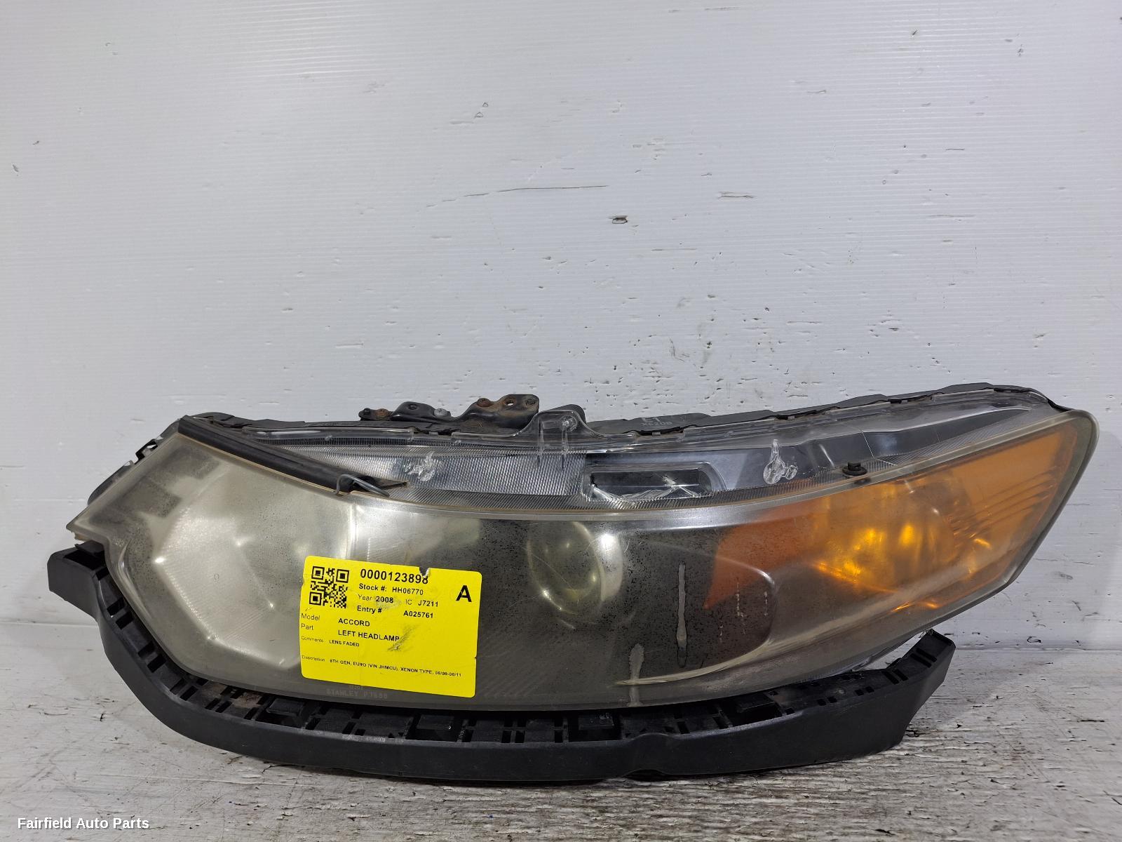 2008-2011 Honda Accord Left Headlamp