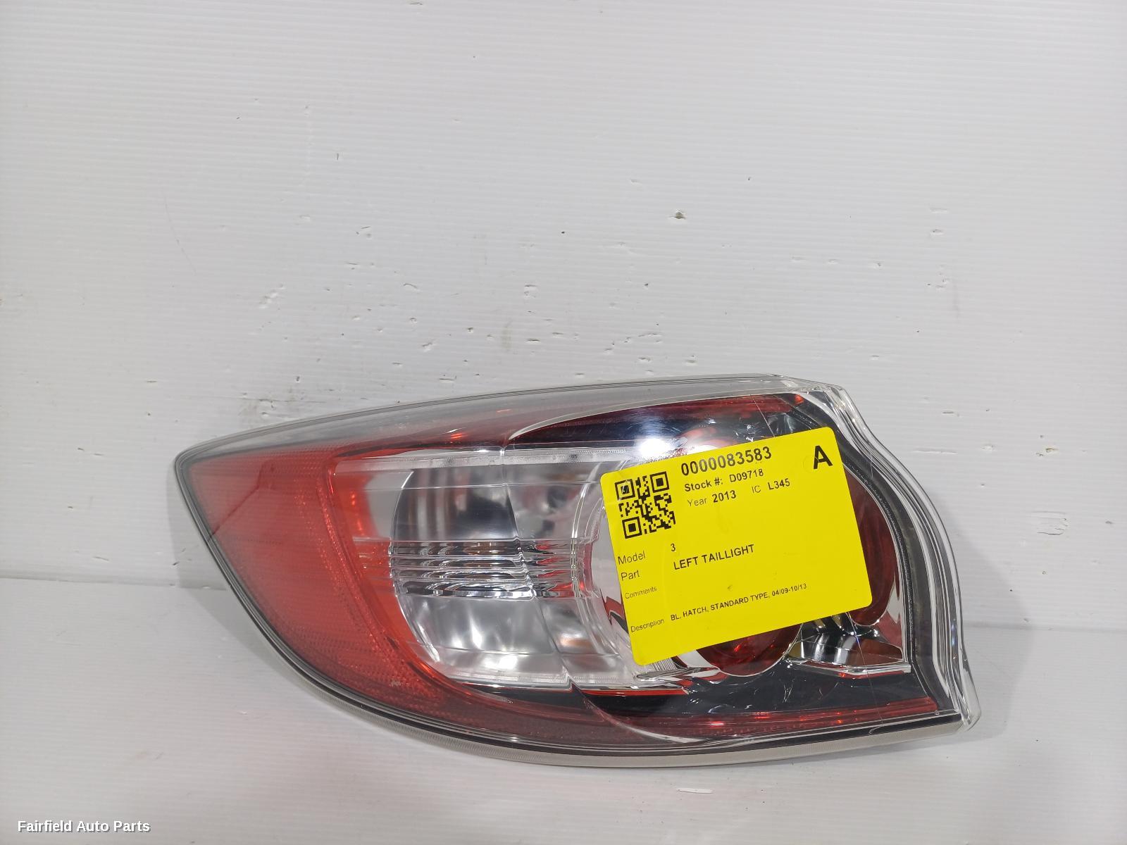 2009-2013 Mazda 3 Left Taillight