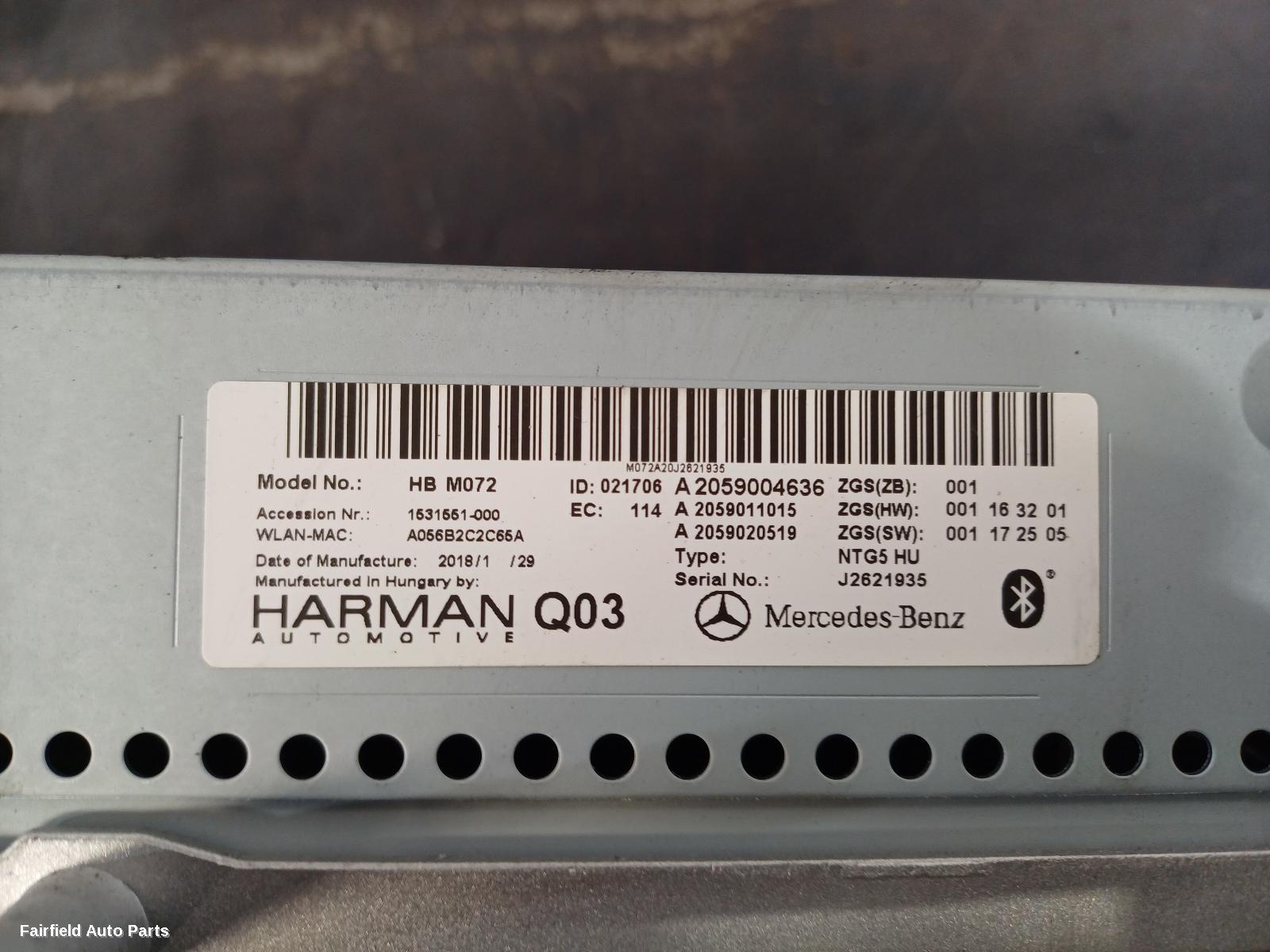 2014-2018 Mercedes C Class Radio Cd Dvd Sat Tv