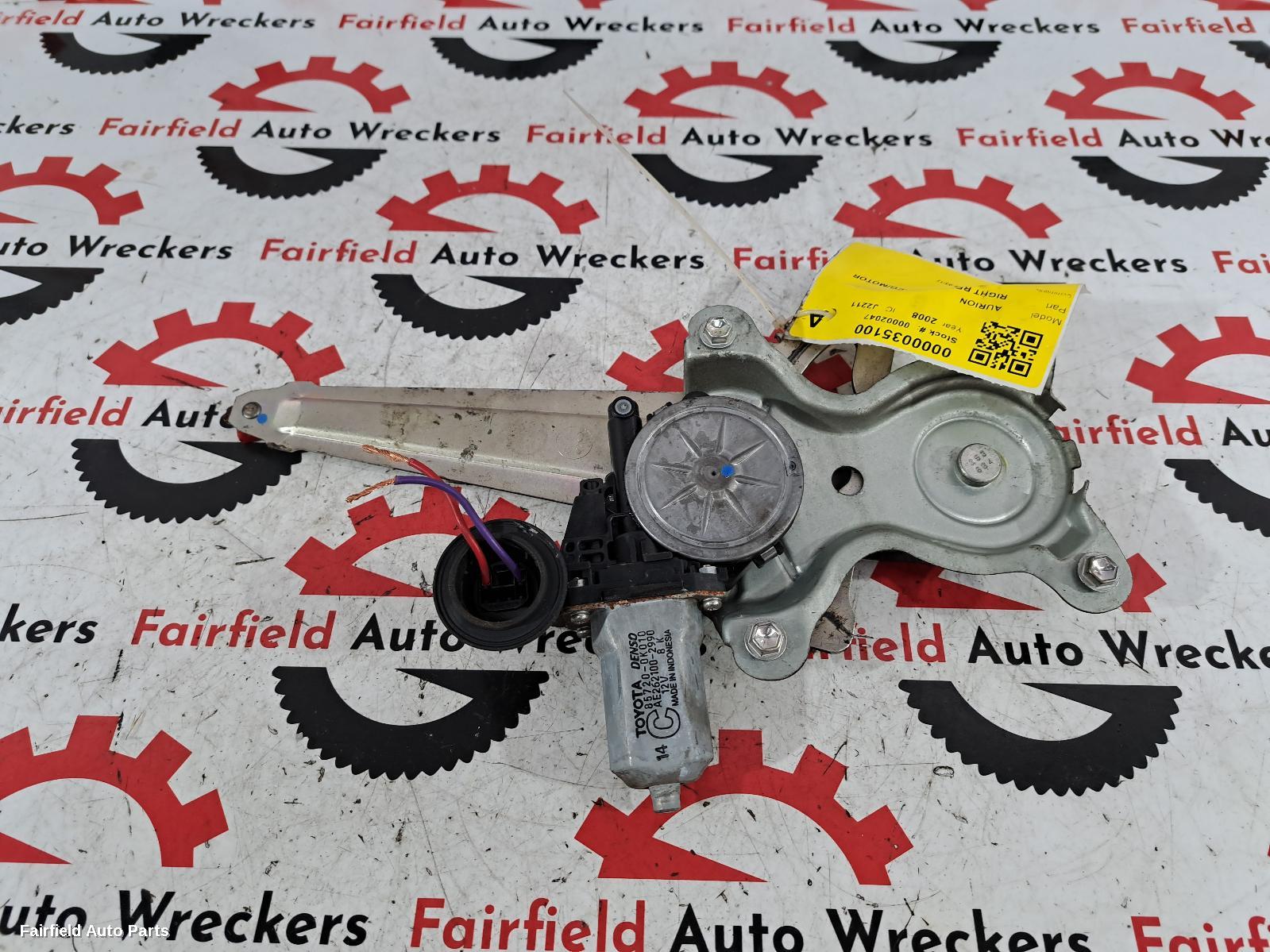 2006-2012 Toyota Aurion Right Rear Wnd Reg Motor