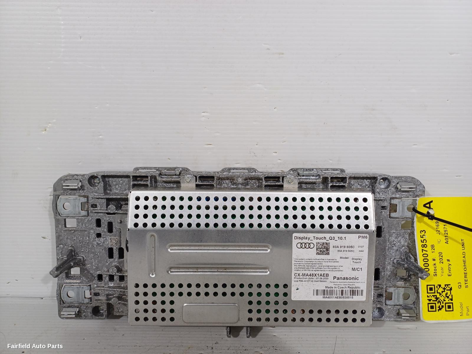 2019-2023 Audi Q3 Radio Cd Dvd Sat Tv