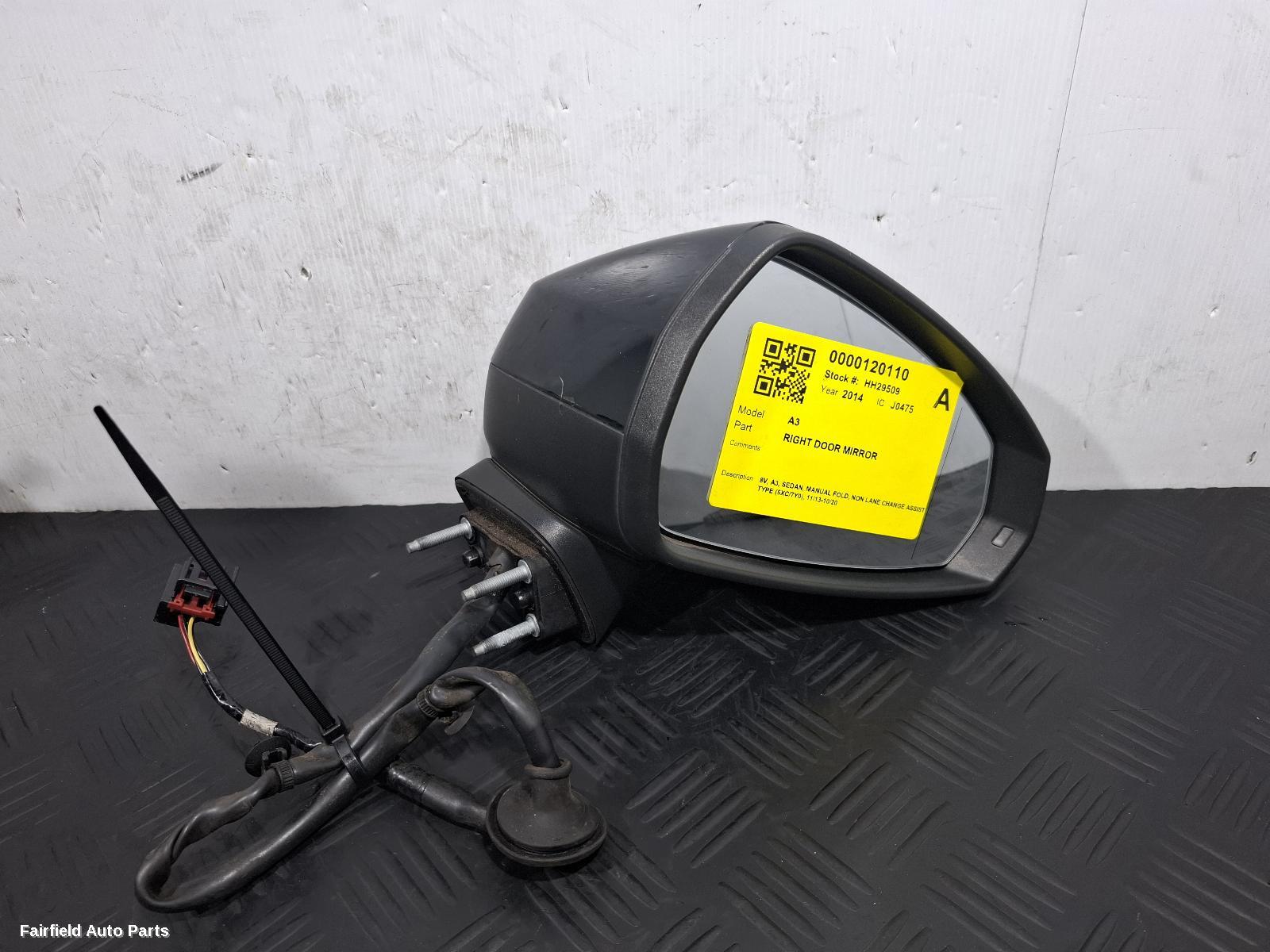 2013-2020 Audi A3 Right Door Mirror