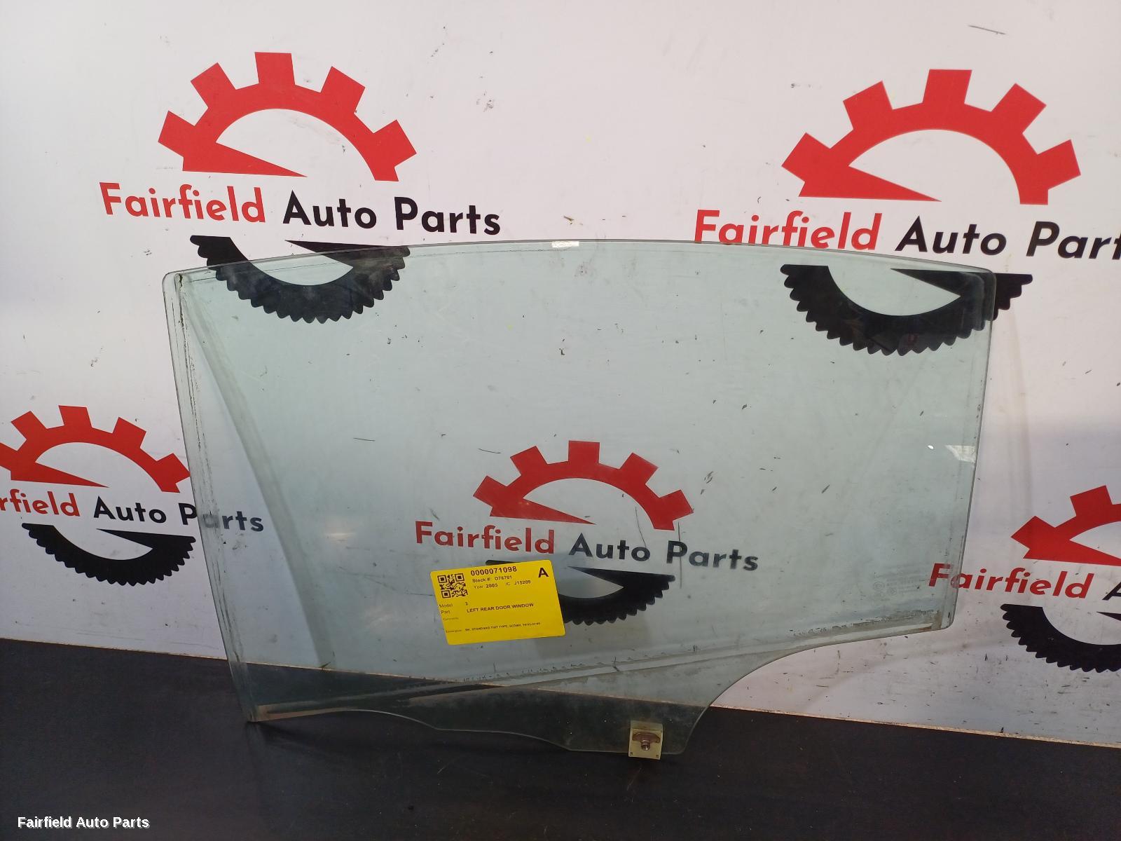 2003-2009 Mazda 3 Left Rear Door Window