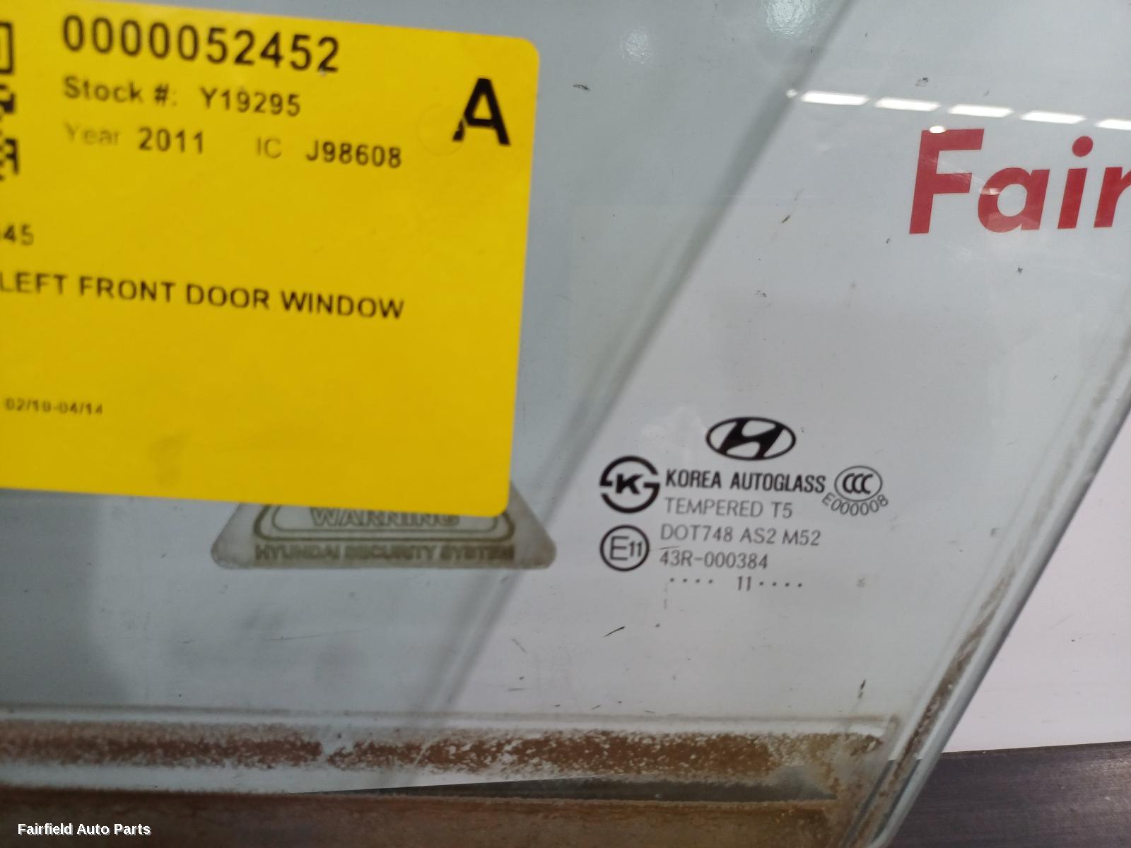2010-2014 Hyundai I45 Left Front Door Window