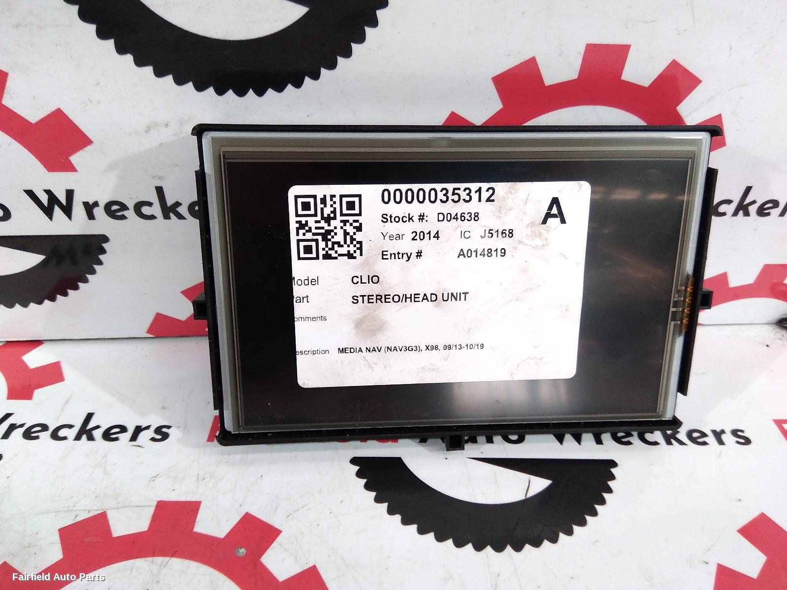 2013-2019 Renault Clio Radio Cd Dvd Sat Tv
