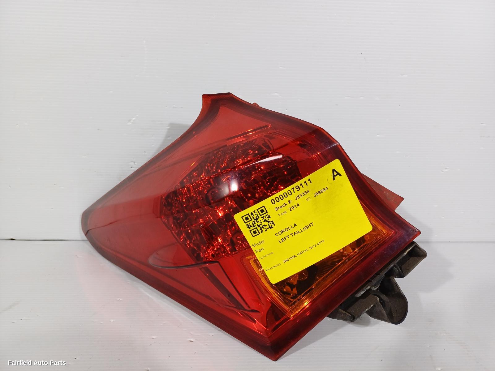 2012-2015 Toyota Corolla Left Taillight