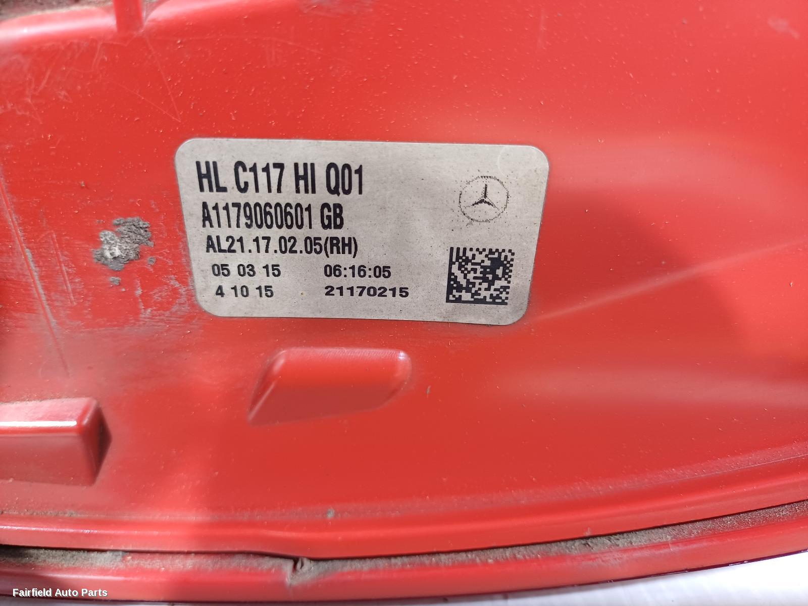 2013-2016 Mercedes Cla Class Right Taillight