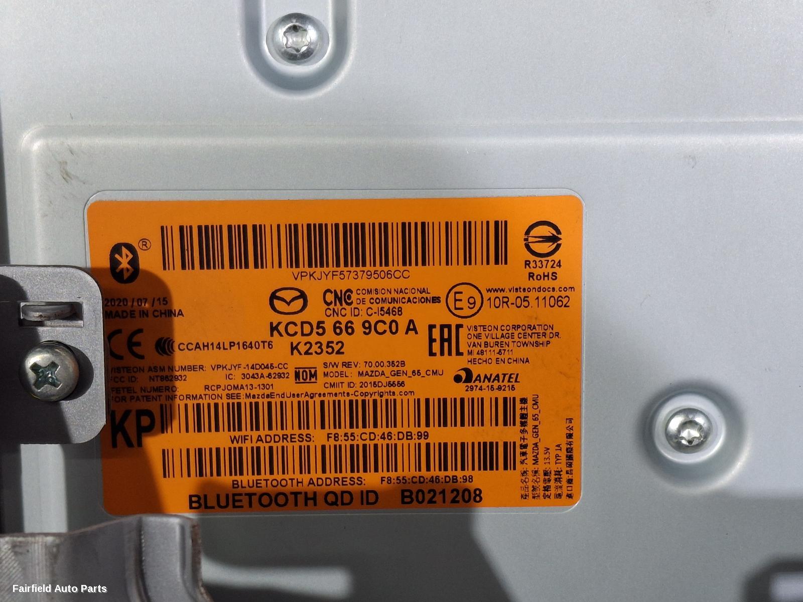 2017-2021 Mazda Cx5 Radio Cd Dvd Sat Tv
