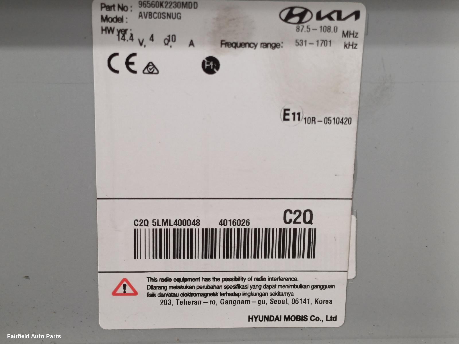 2019-2025 Hyundai Venue Radio Cd Dvd Sat Tv
