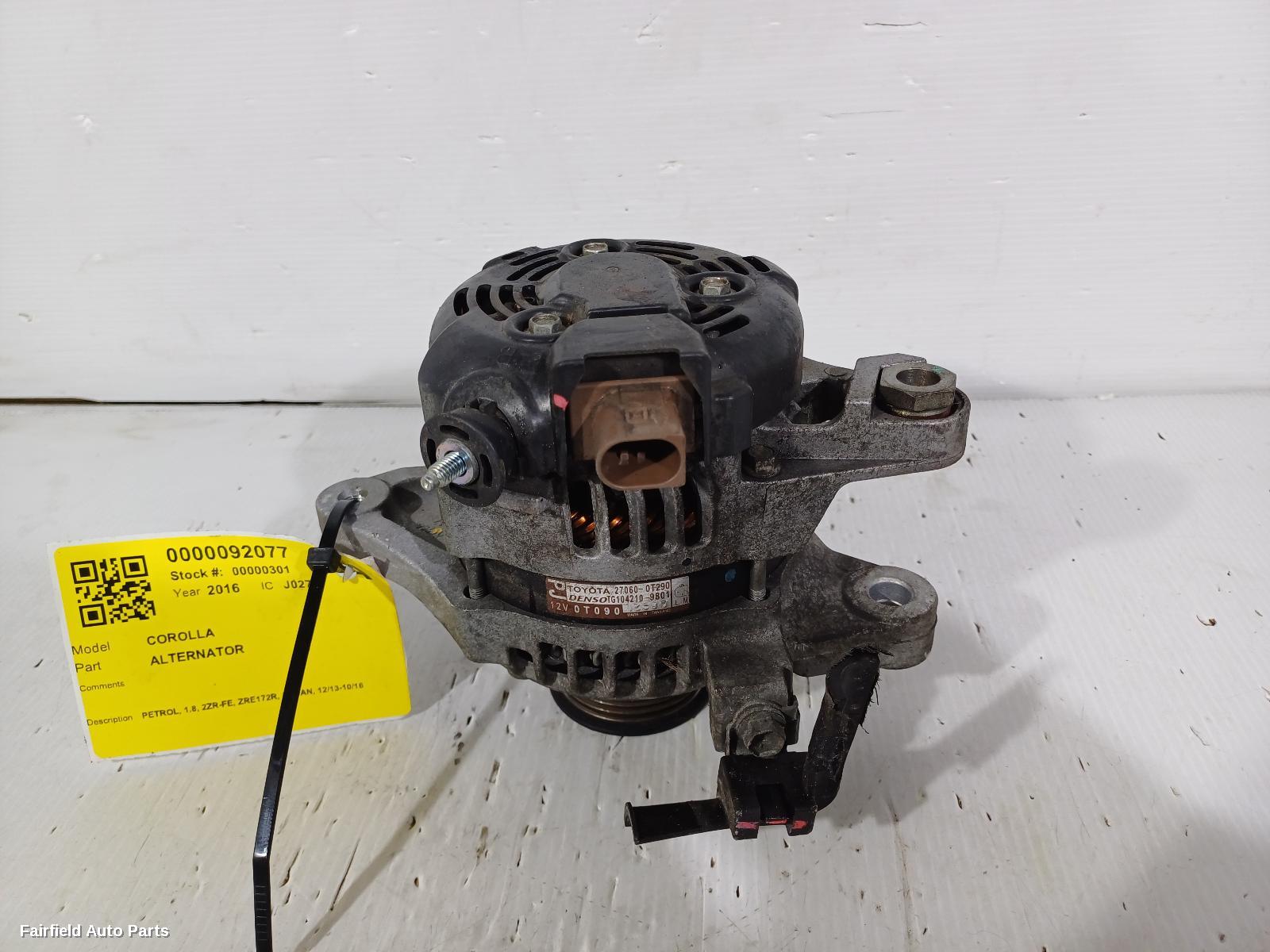 2013-2016 Toyota Corolla Alternator