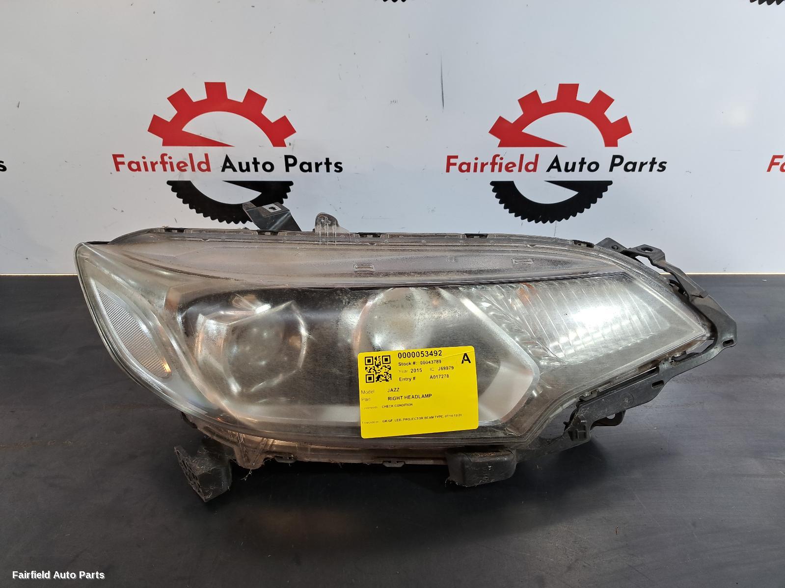 2014-2020 Honda Jazz Right Headlamp