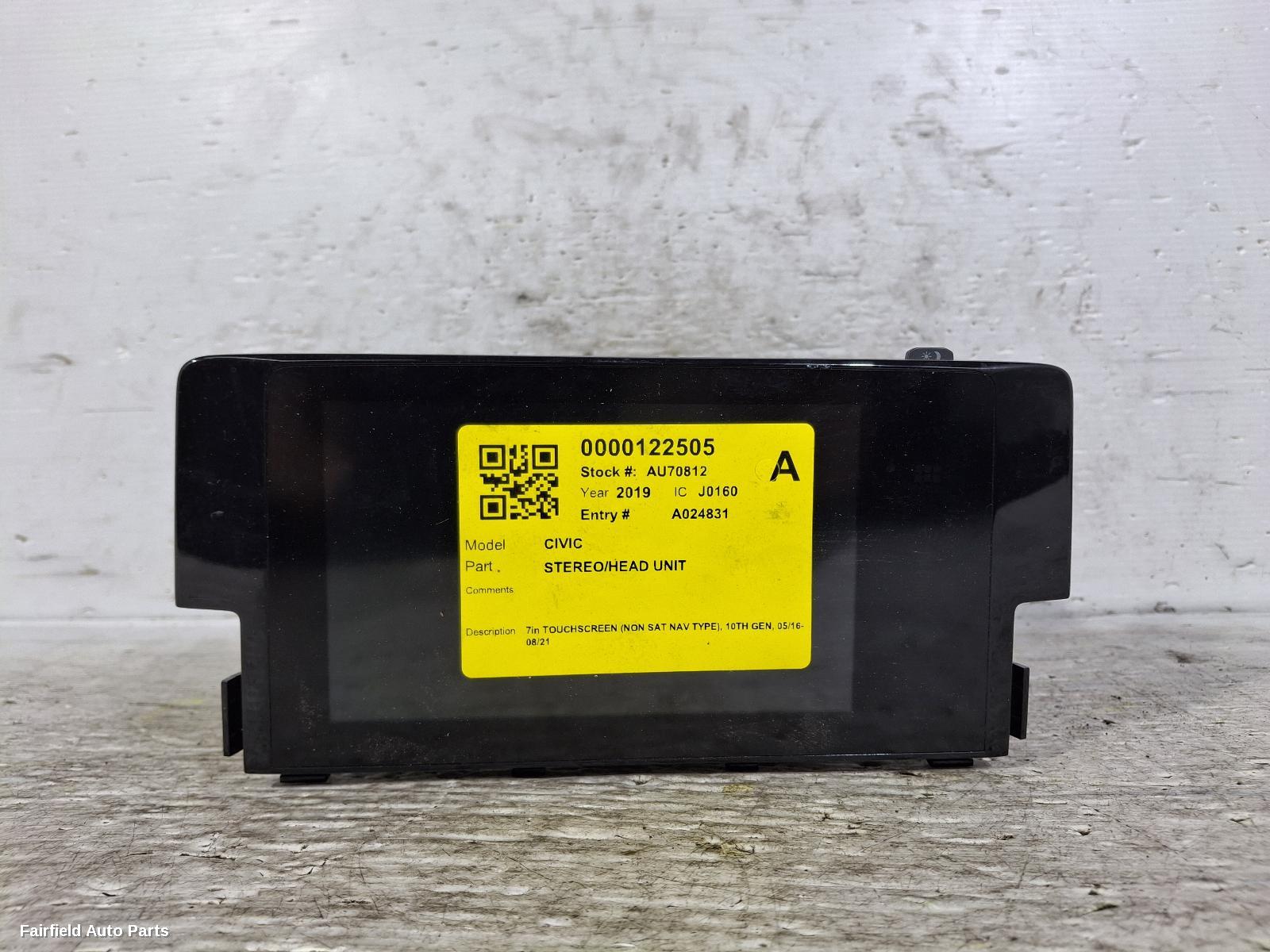 2016-2021 Honda Civic Radio Cd Dvd Sat Tv