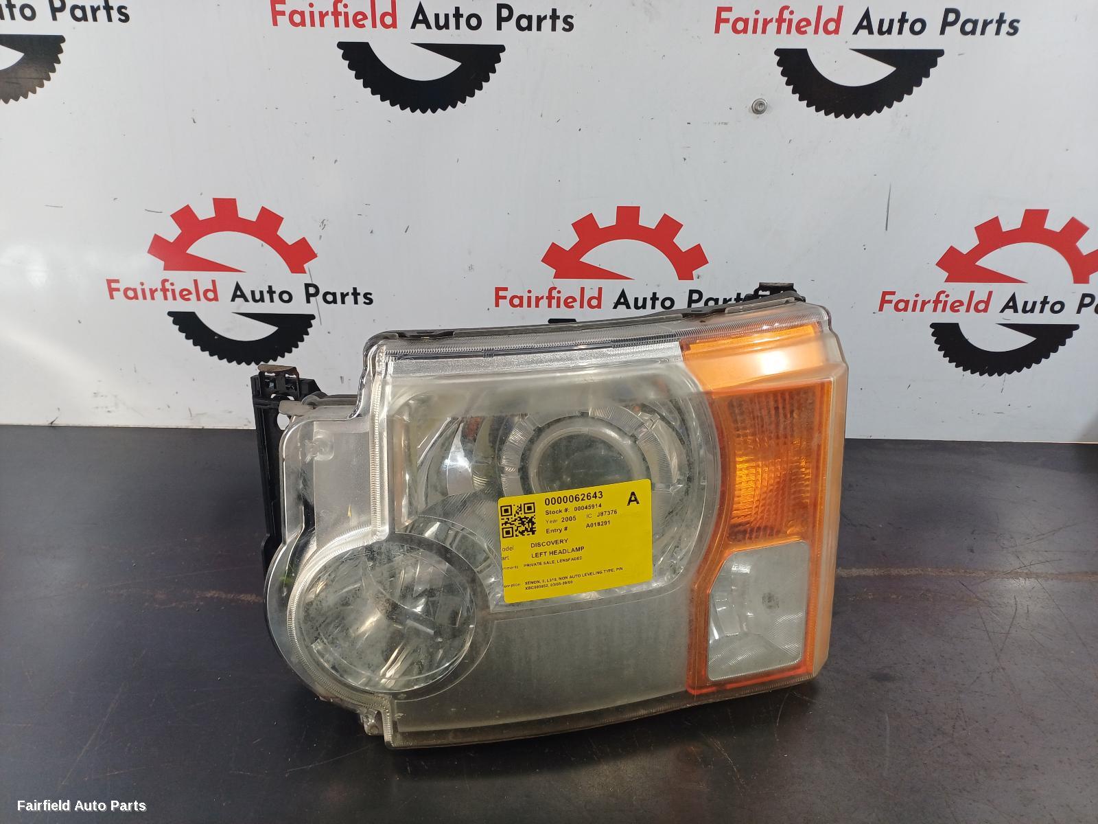 2005-2009 Land Rover Discovery Left Headlamp