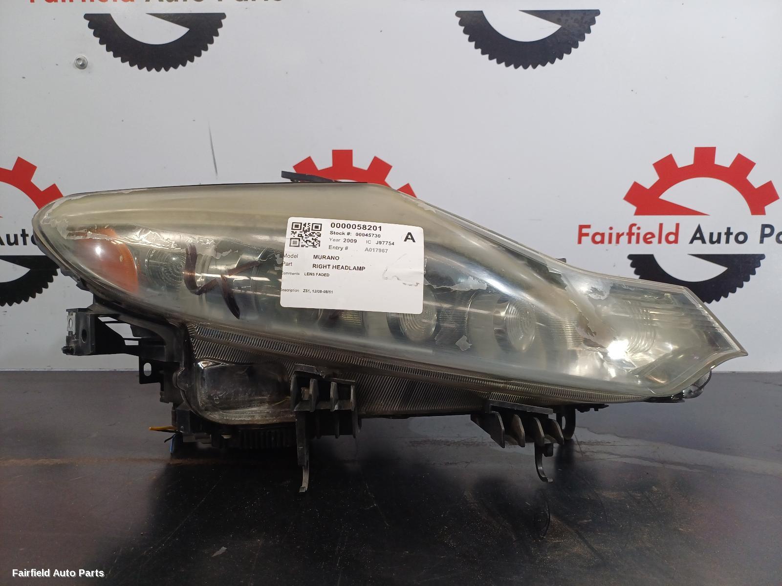 2008-2011 Nissan Murano Right Headlamp