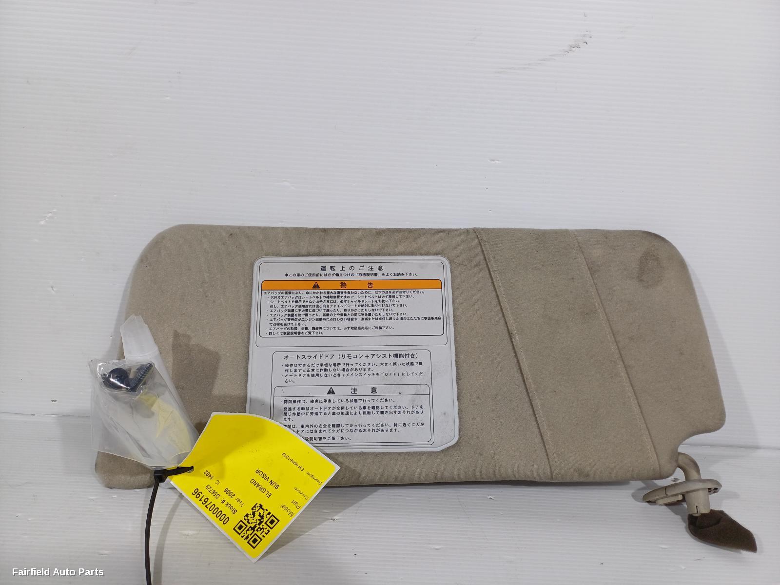 2002-2010 Nissan Elgrand Sunvisor
