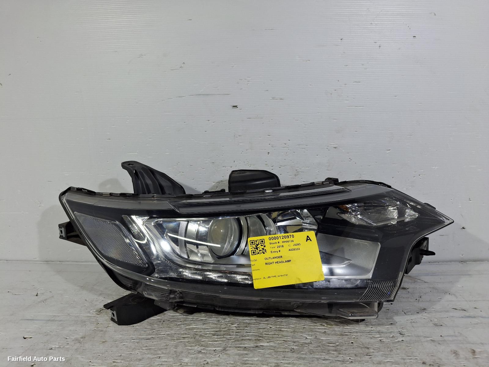 2018-2021 Mitsubishi Outlander Right Headlamp