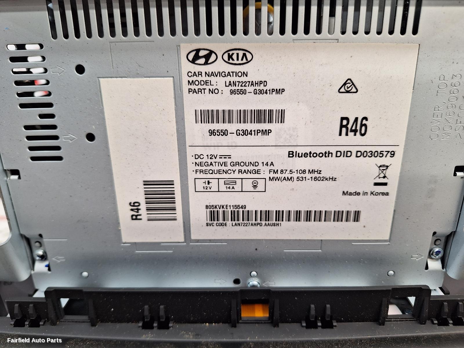 2017-2020 Hyundai I30 Radio Cd Dvd Sat Tv