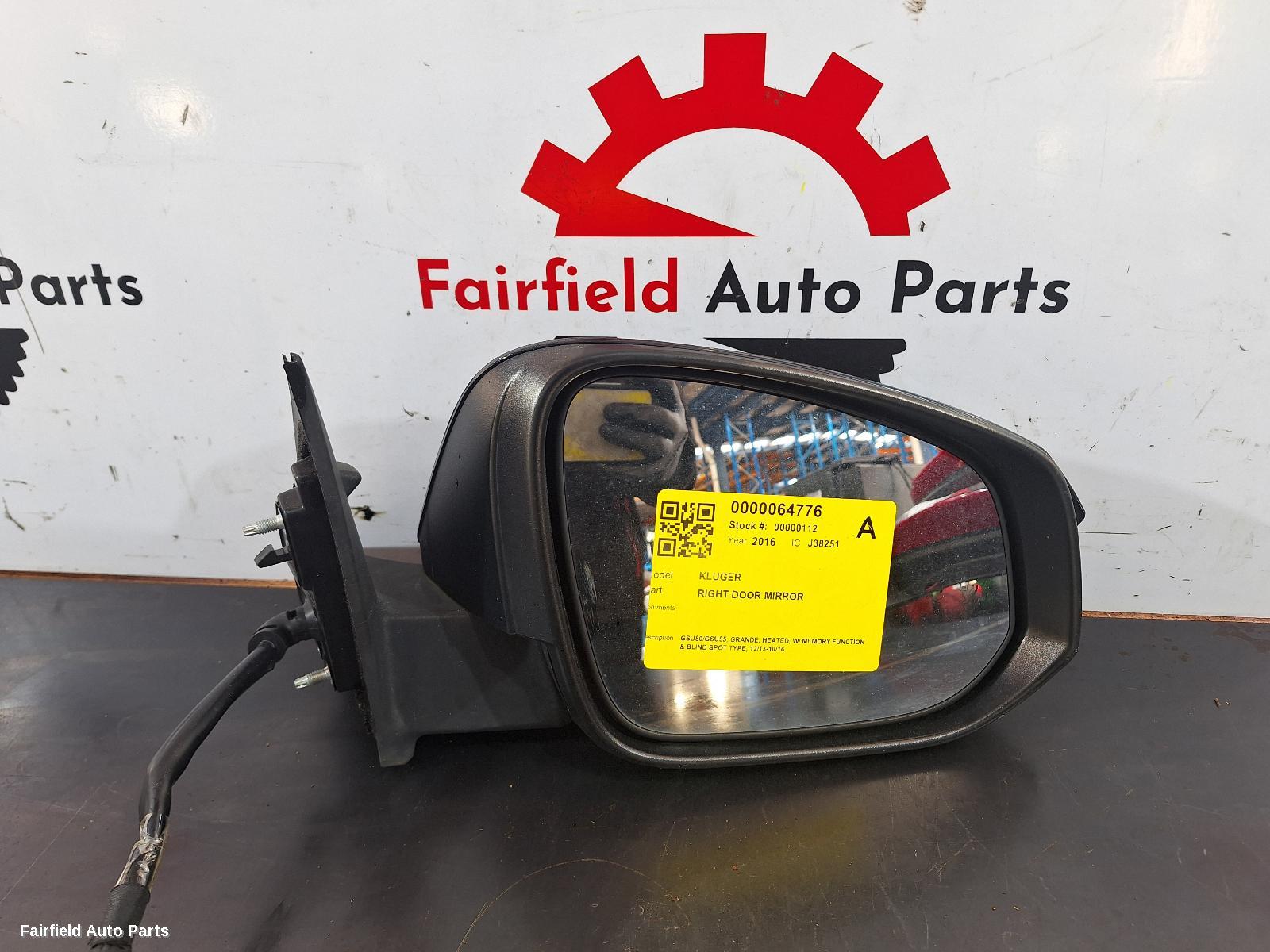 2013-2016 Toyota Kluger Right Door Mirror