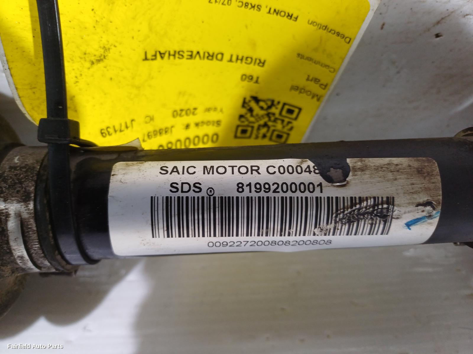 2020-2021 Ldv T60 Right Driveshaft