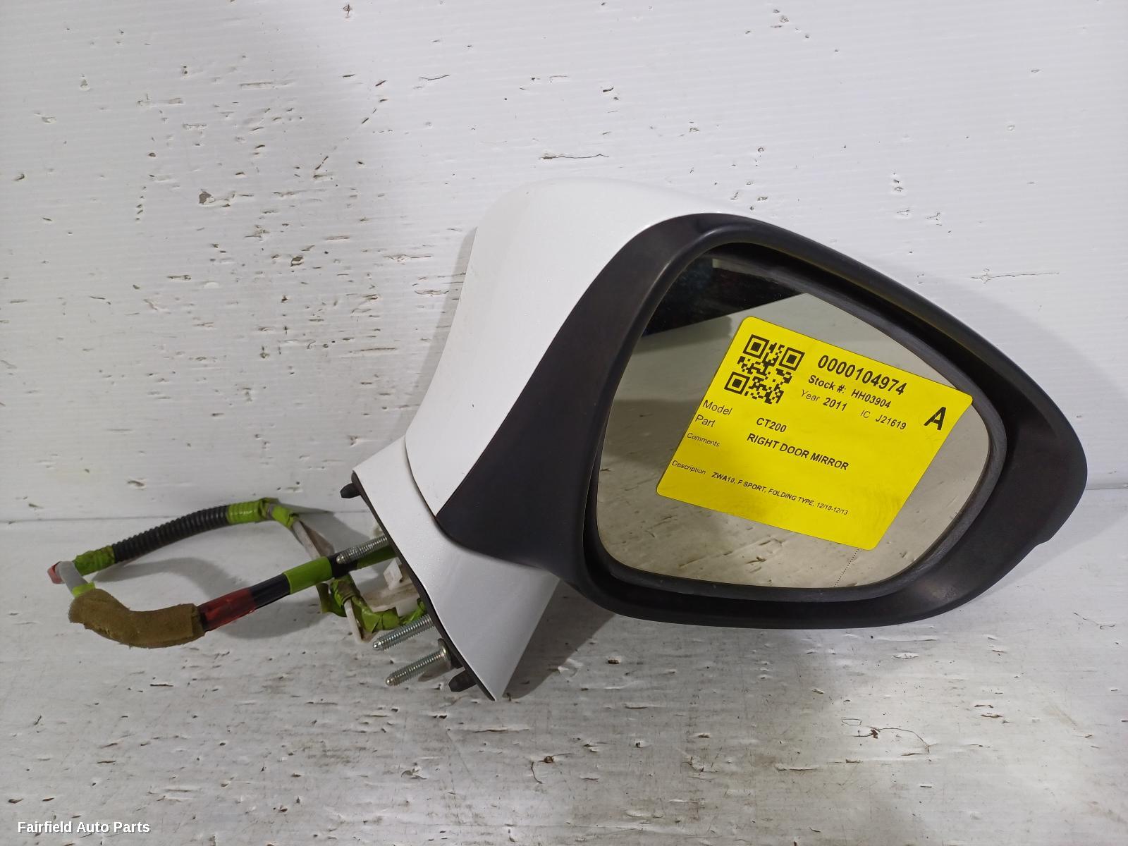 2010-2013 Lexus Ct200h Right Door Mirror