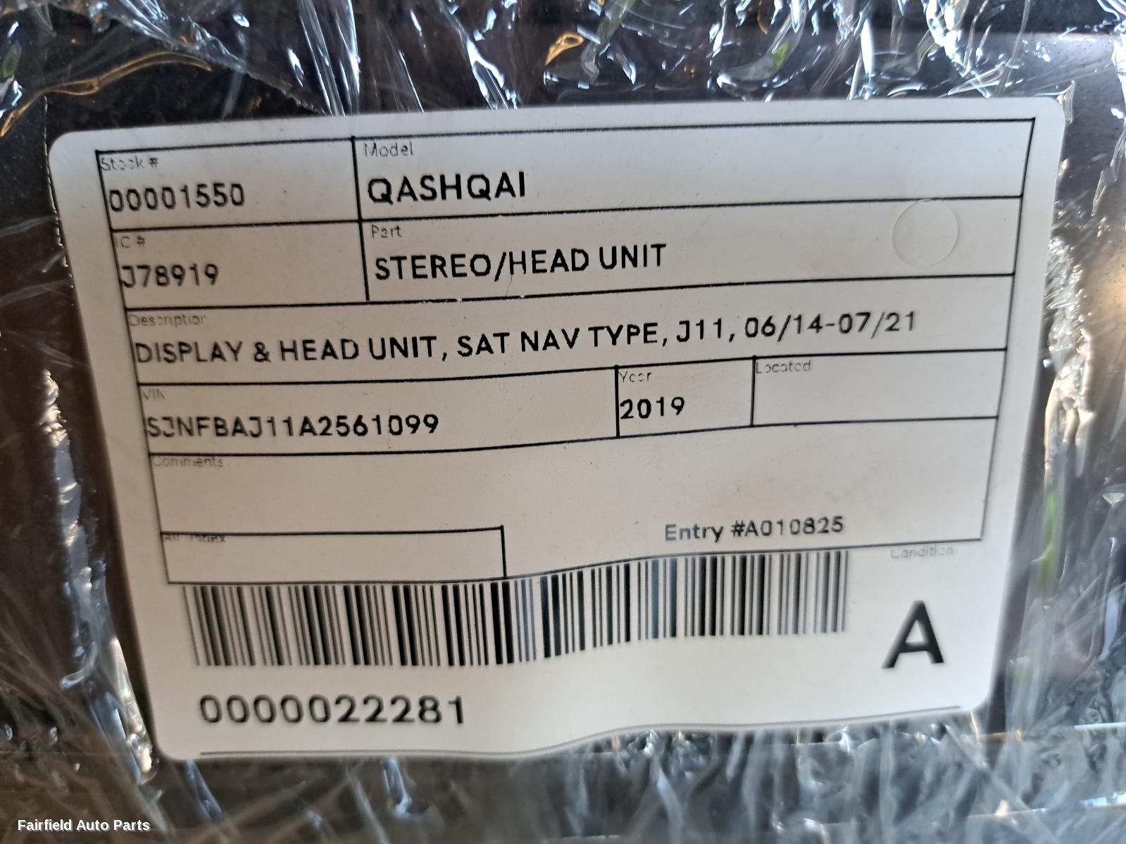 2013-2021 Nissan Qashqai Radio Cd Dvd Sat Tv